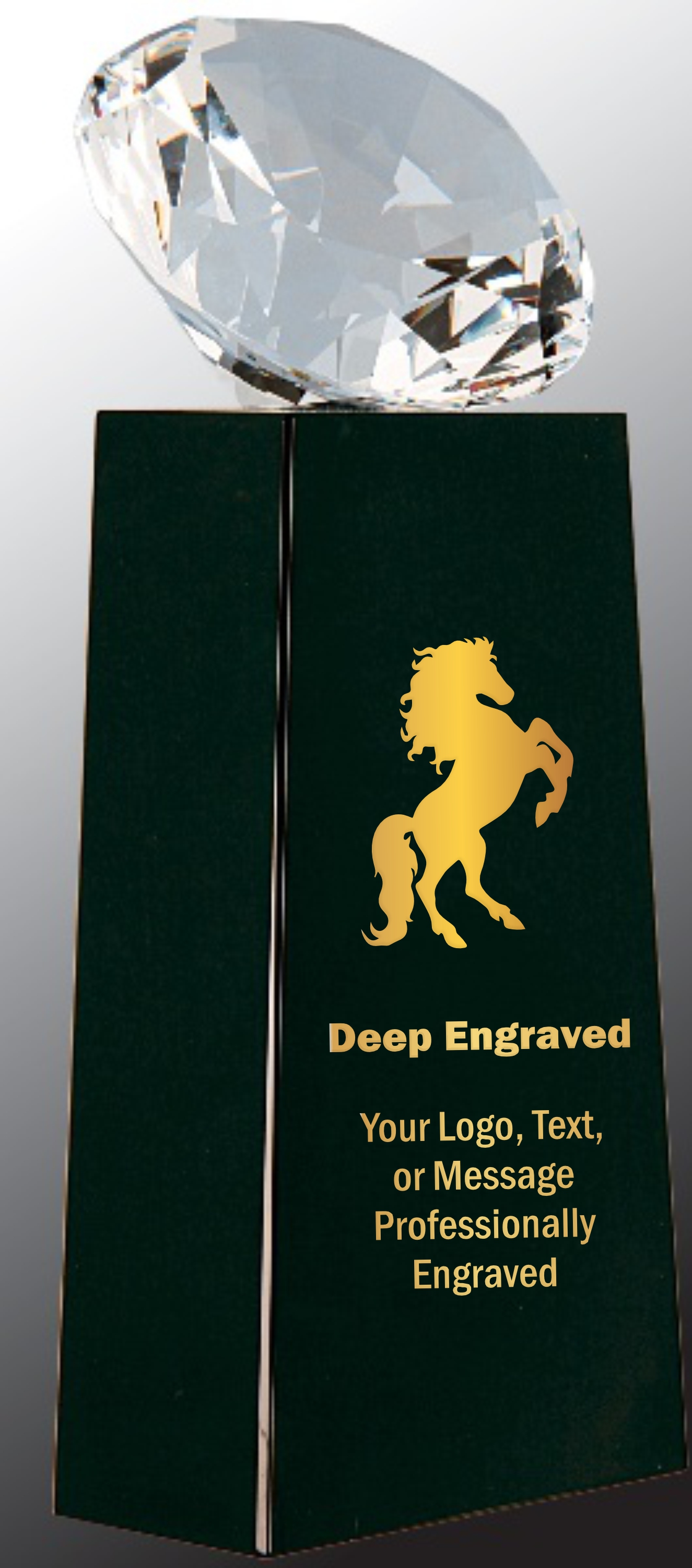 7 3/4" Crystal Diamond Award on Black Crystal Pedestal