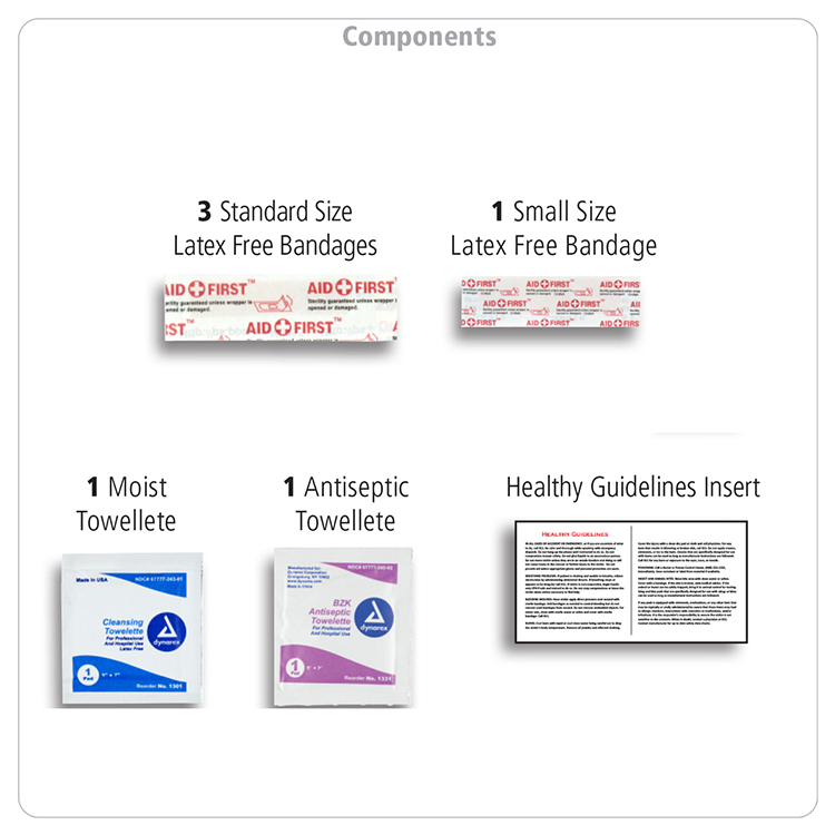 "TAG-A-LONG" 7 Piece First Aid Kit Components 1