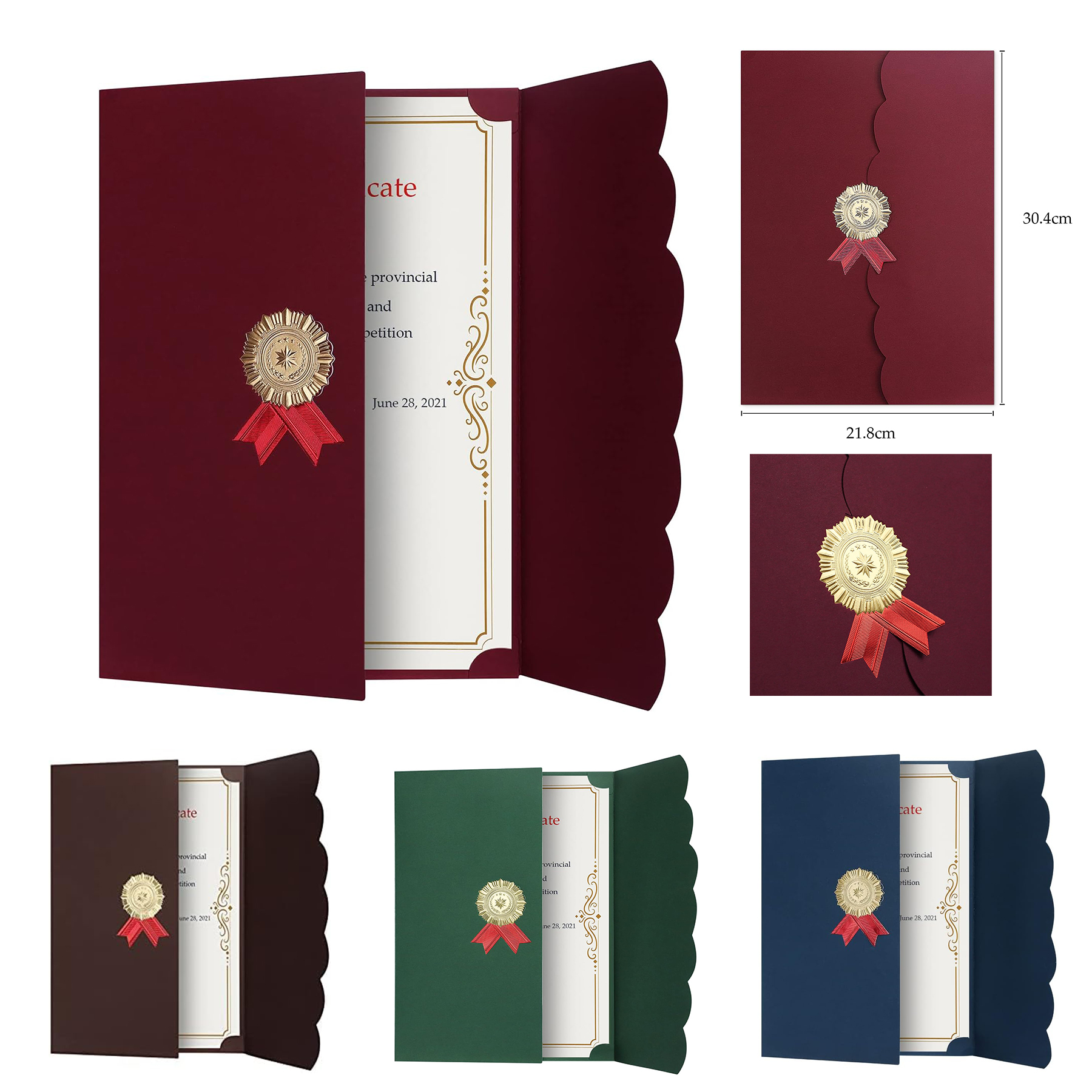 A4 Honor Case Folder Certificate Holder Diploma Document Award Cover With Gold Foil 1