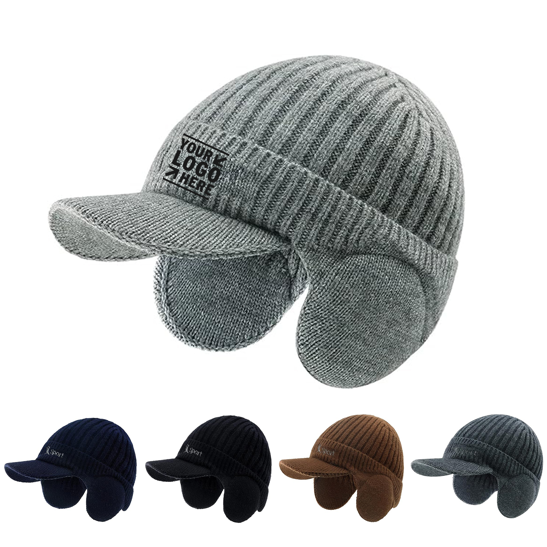 Men Women Winter Knitted Outdoor Beanie Fleece Lined Ear Warmer Hat 2