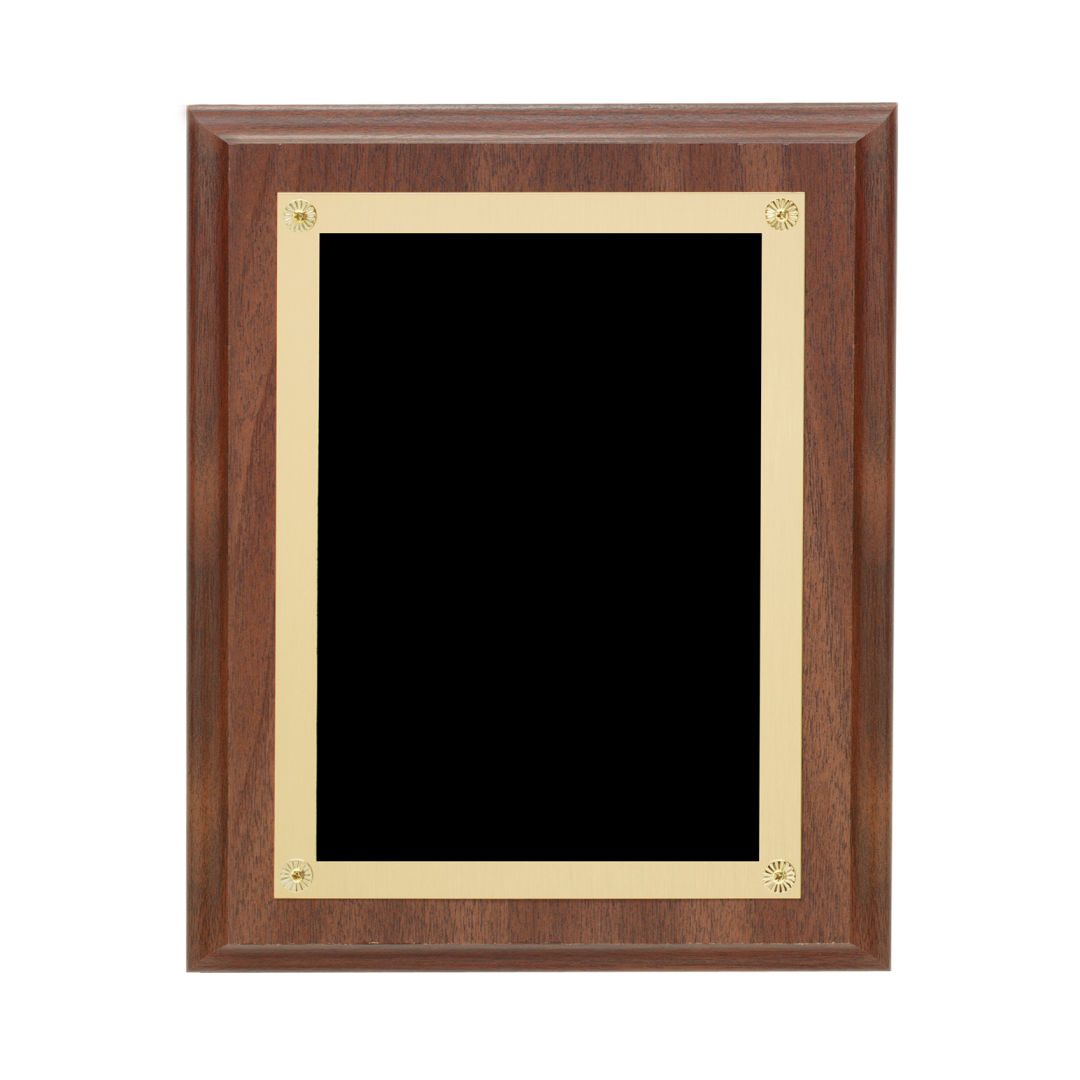 Walnut Finish Plaque w/Rosettes 15