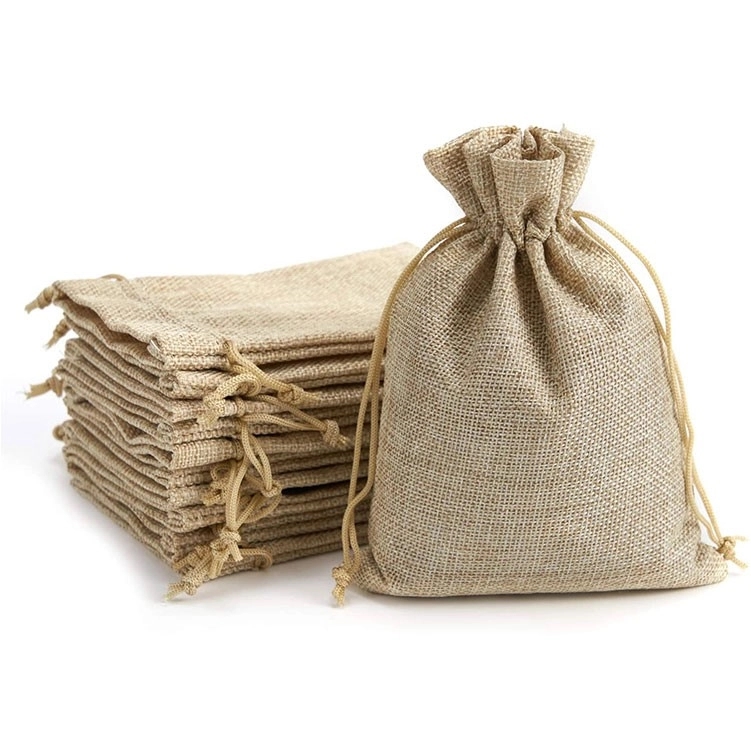 Custom Drawstring Linen Bag Jute Pouch 8