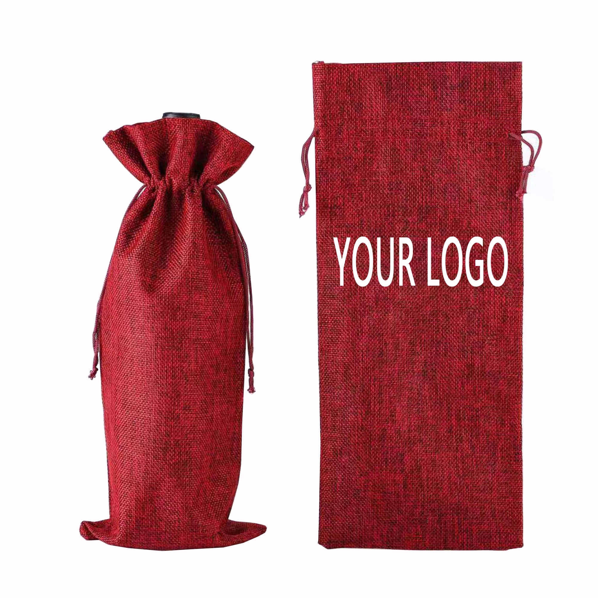 Burlap Wine Bag With Drawstring MOQ 100PCS 3