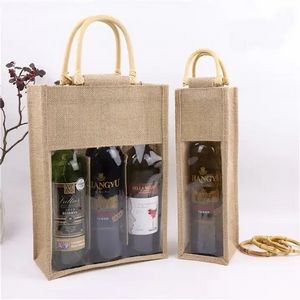 Transparent Burlap Portable Wine Bag 2