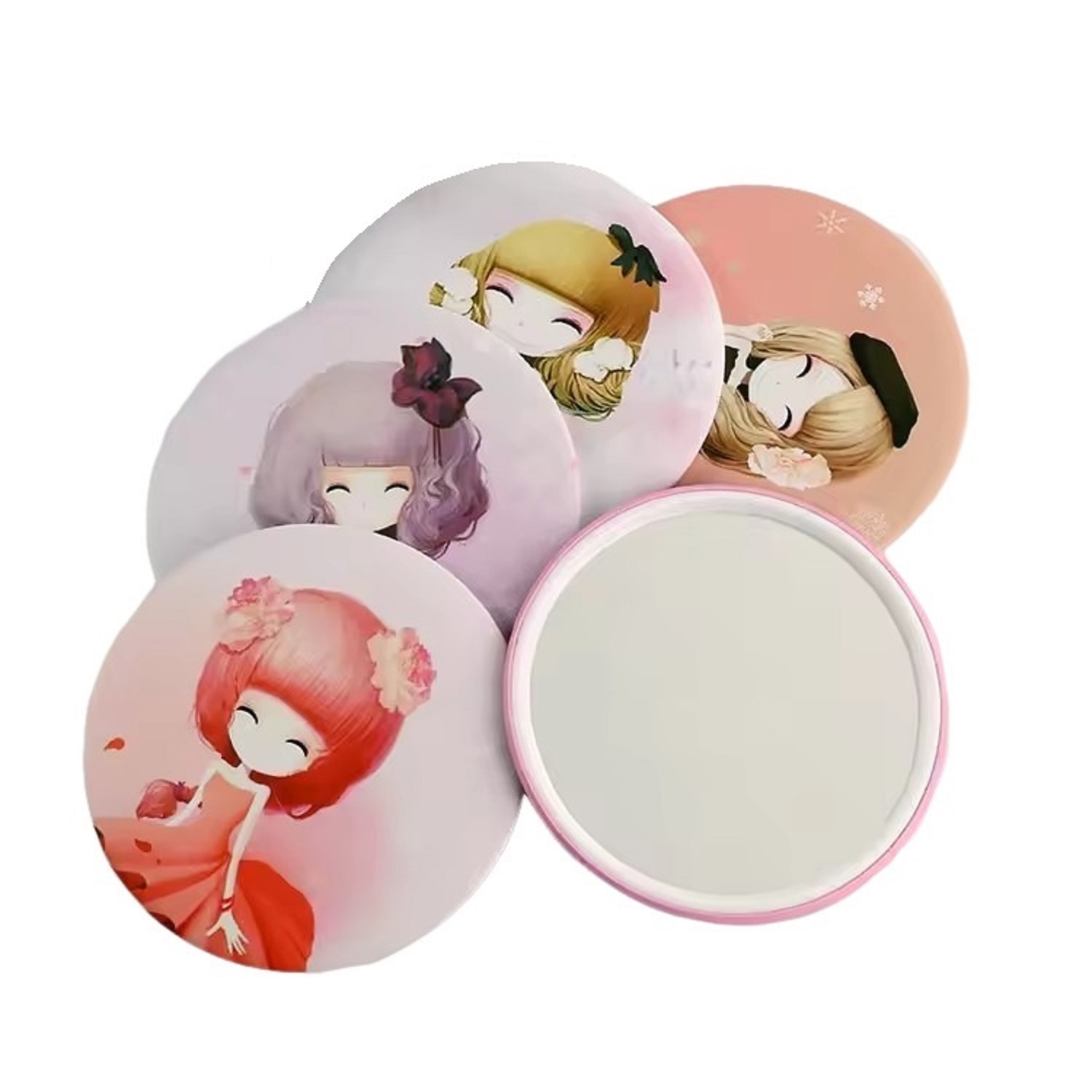 Round Tin Compact Makeup Mirror 4