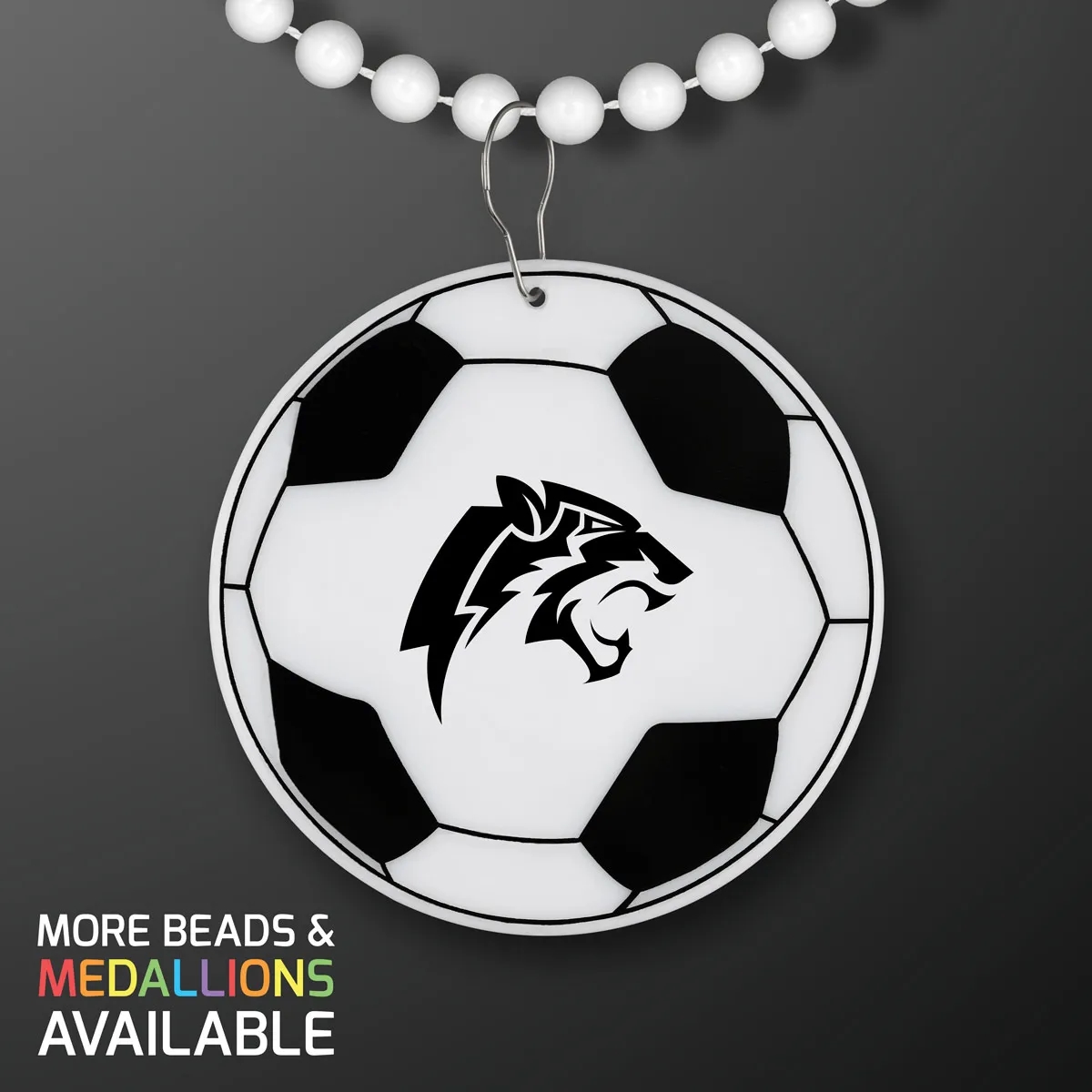 Soccer Ball Medallion with Beaded Necklace (Non Light Up) 4