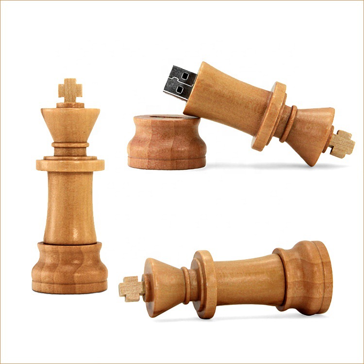 Wooden King Chess Piece Shaped USB Flash Drive (1 GB)
