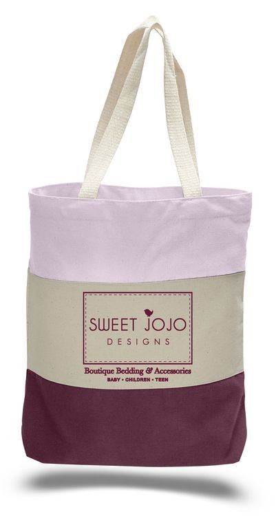 12 Oz. Canvas Tri Color Tote Bag w/ Gusset - 15"x15"x3"