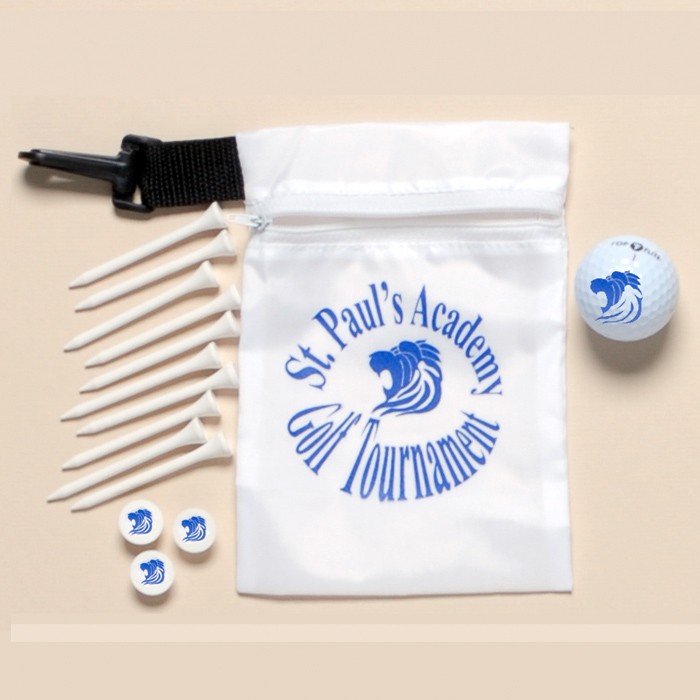 Zipper Golf Pouch w/ 1 "Wilson Ultra" Ball, Ten 2 3/4" Tees & 3 Markers 1