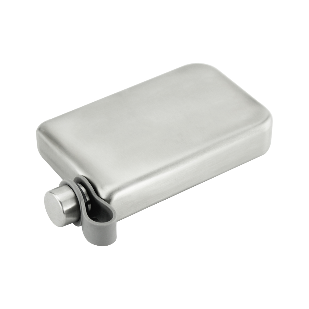 Outdoor Flat Wine Bottle Square Shaped 304 Stainless Steel 9 4