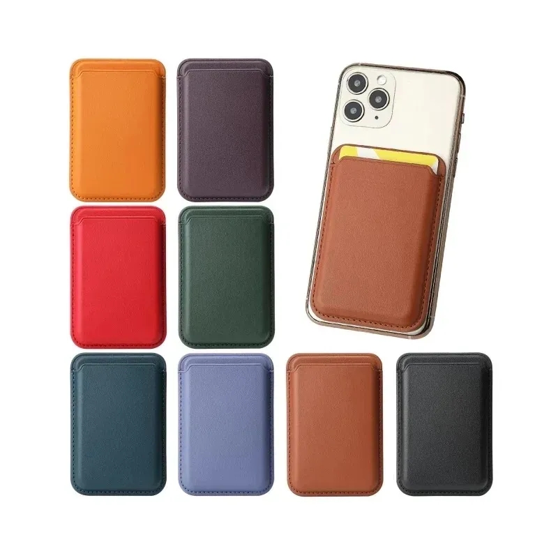 Custom Leather Phone Card Holder Magnetic Wallet 4