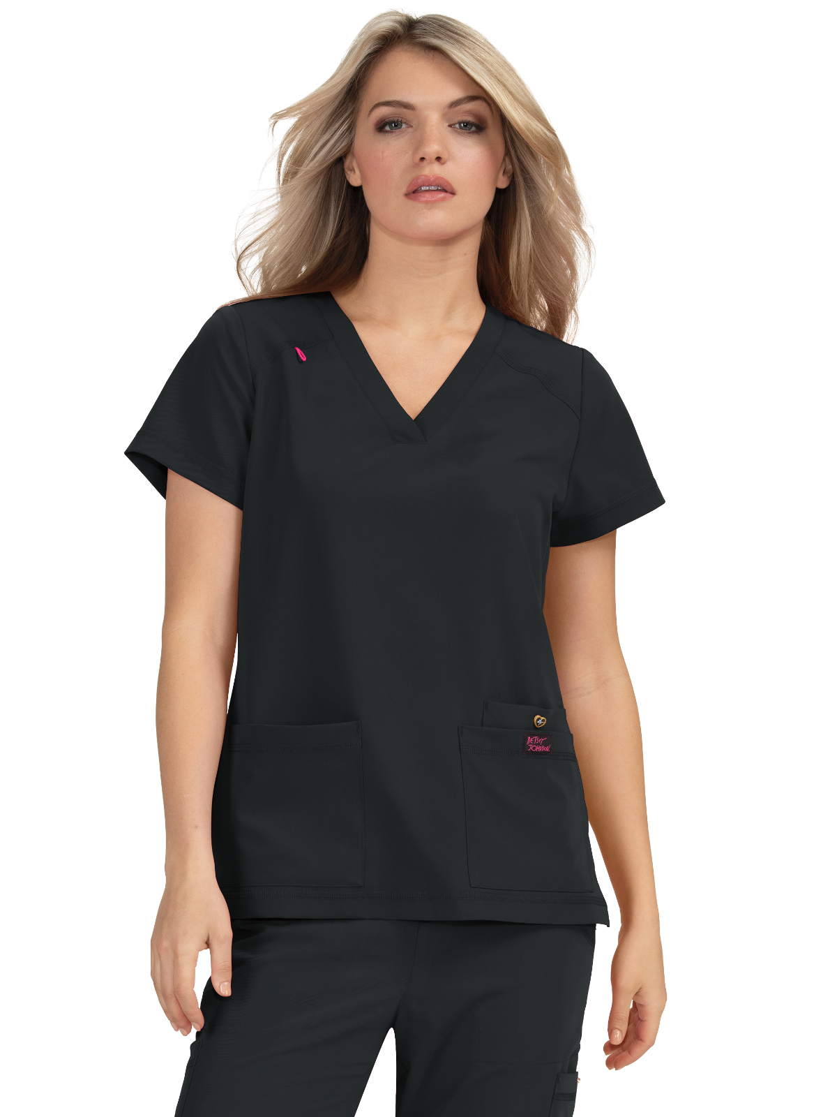 koi - Betsey Johnson - Women's Three-Pocket Snap-Button Placket V-Neck Freesia Top 3