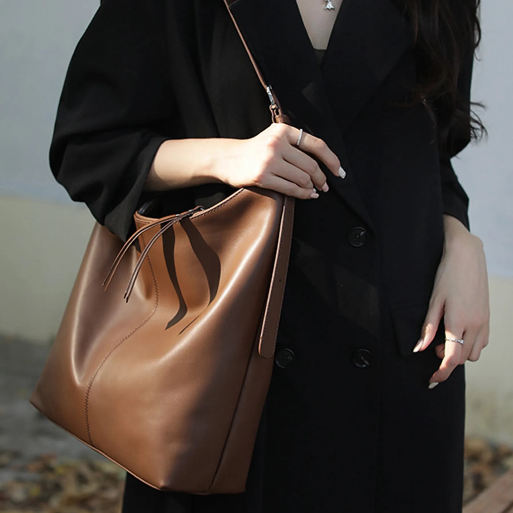 Genuine Leather Bucket Bags 1