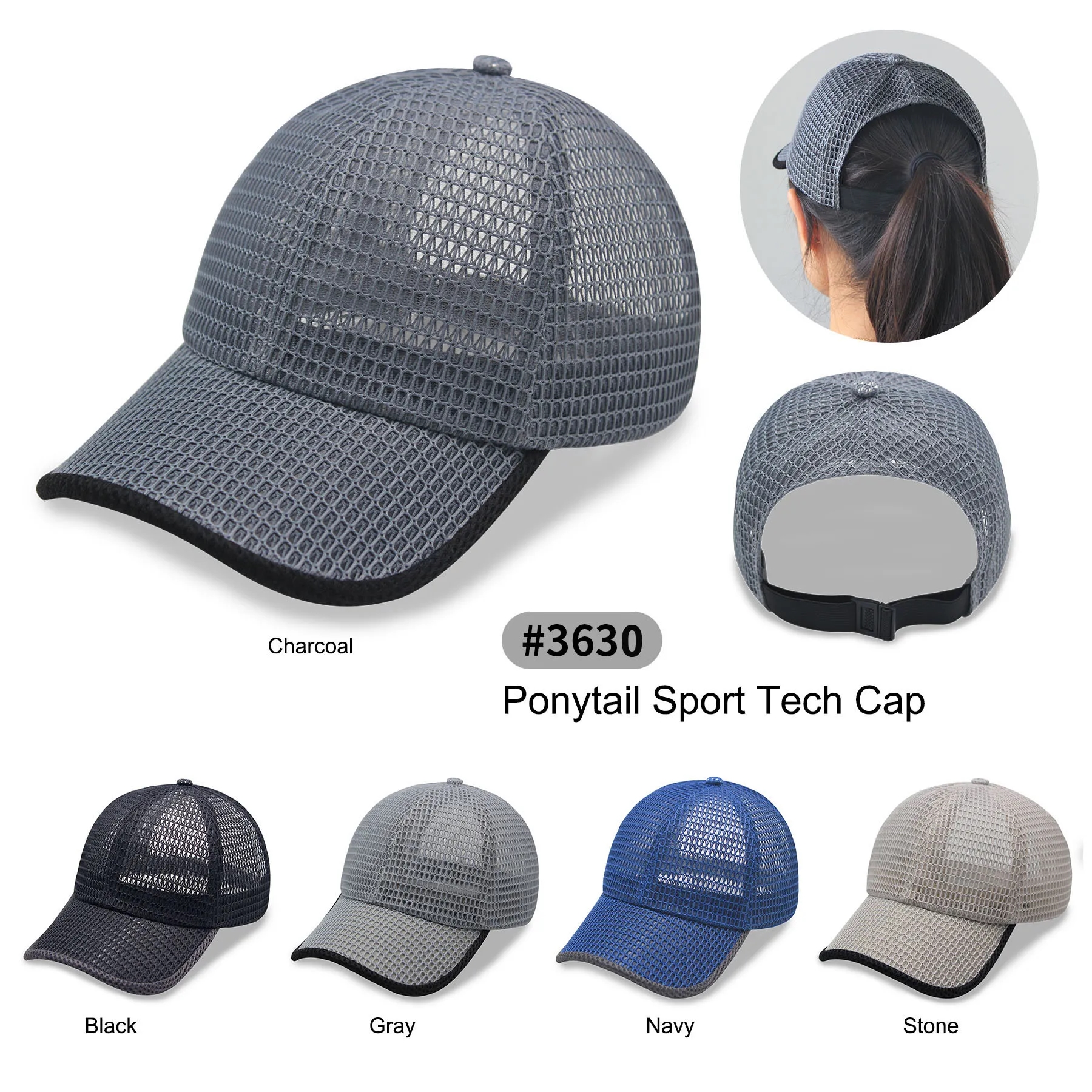 Breathable Quick Dry Ponytail Sport Tech Trucker Cap