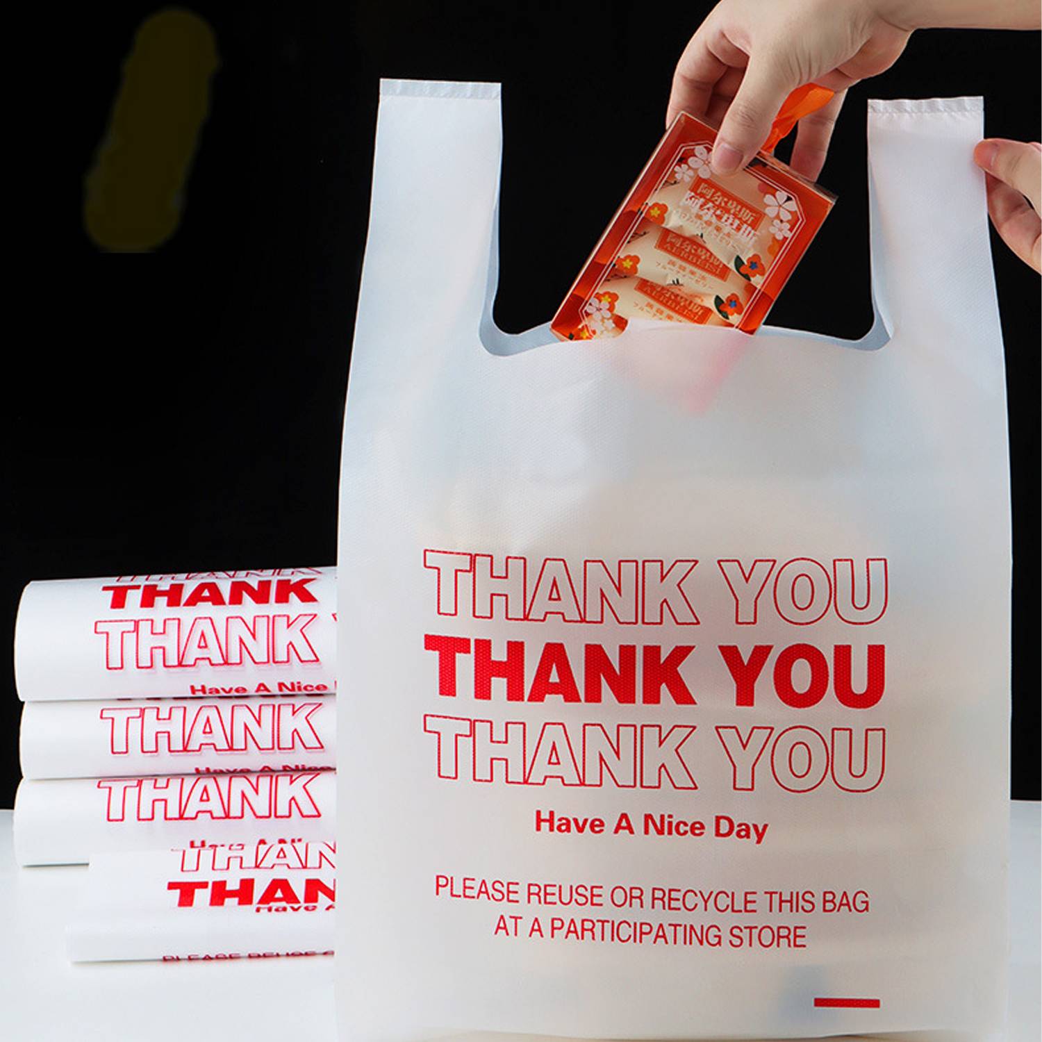 Portable Plastic Shopping Bags with Custom Logo 5