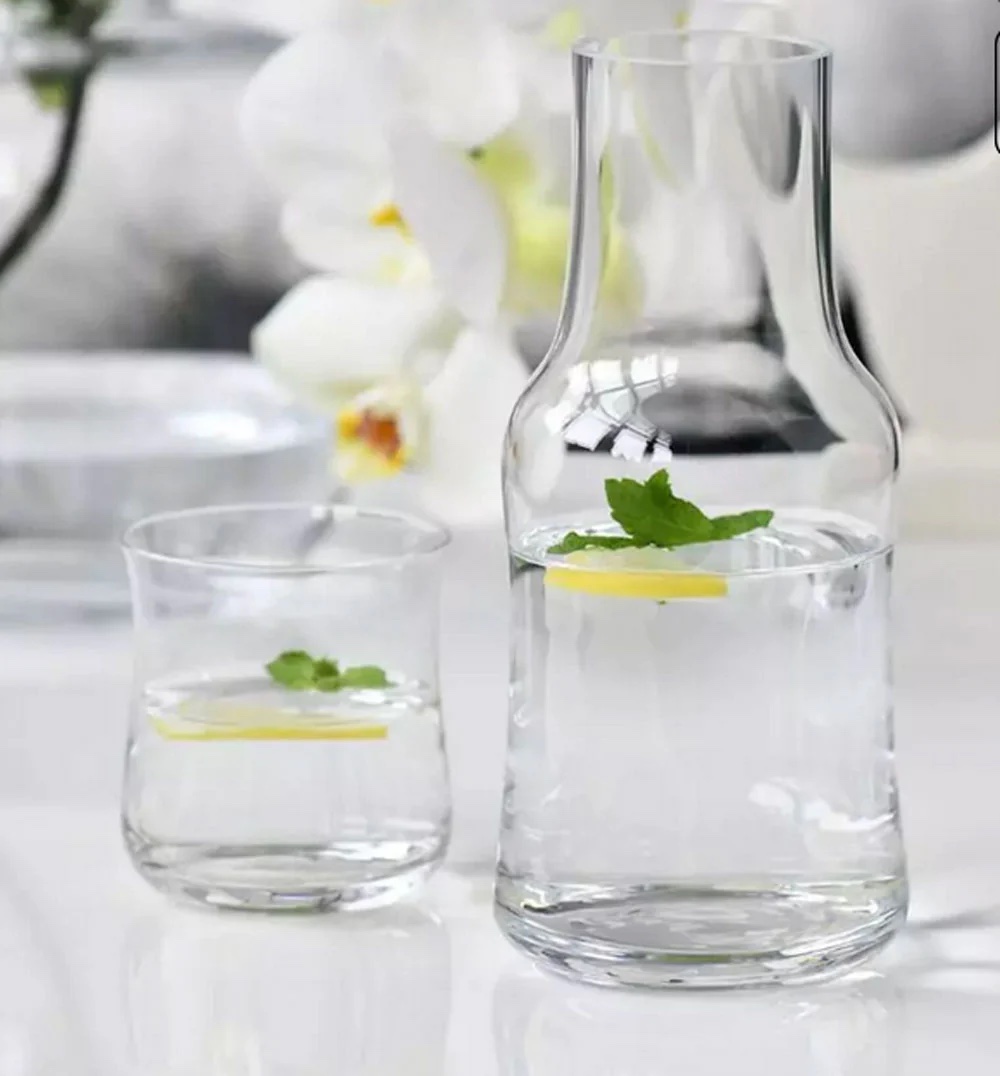 European Glass 2 Piece Water Set - Bedside Night Water Carafe/Desktop - with 20 oz Tumbler 3