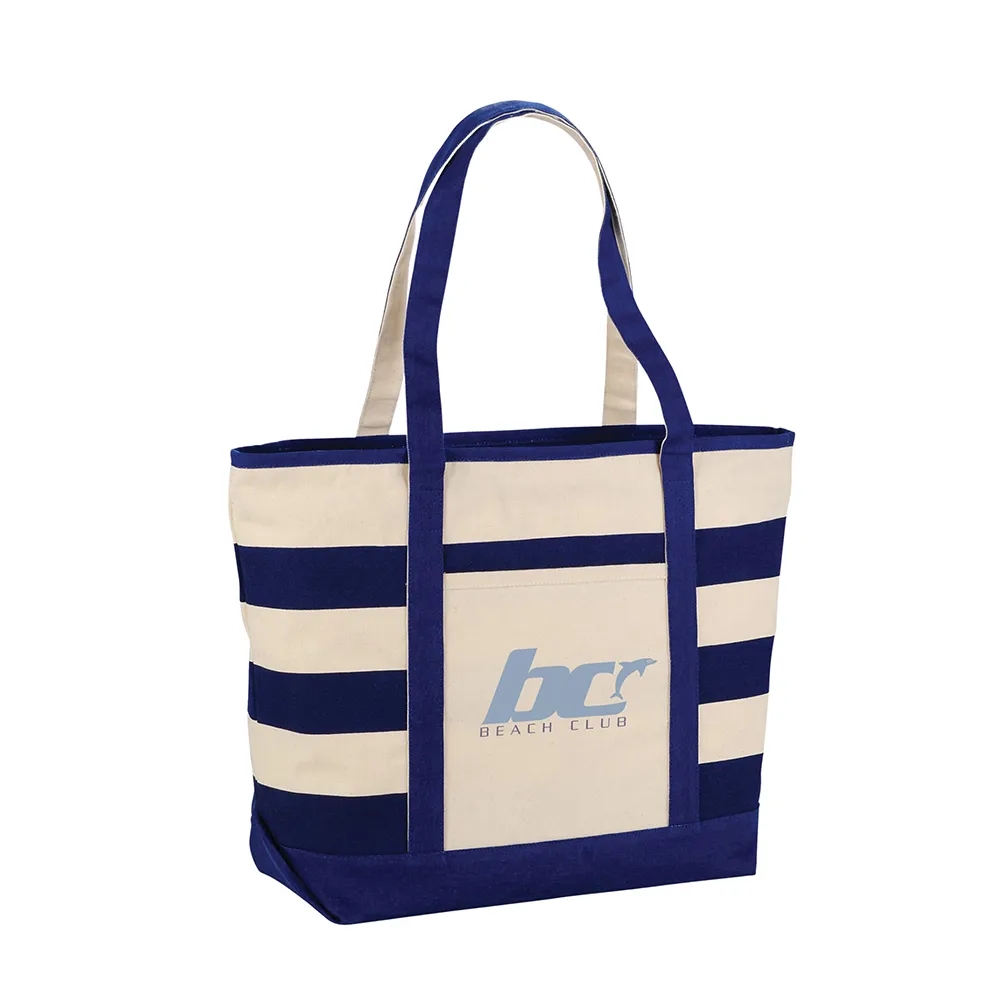 Striped Beach Canvas Tote Bags, custom tote bag with logo imprint 3