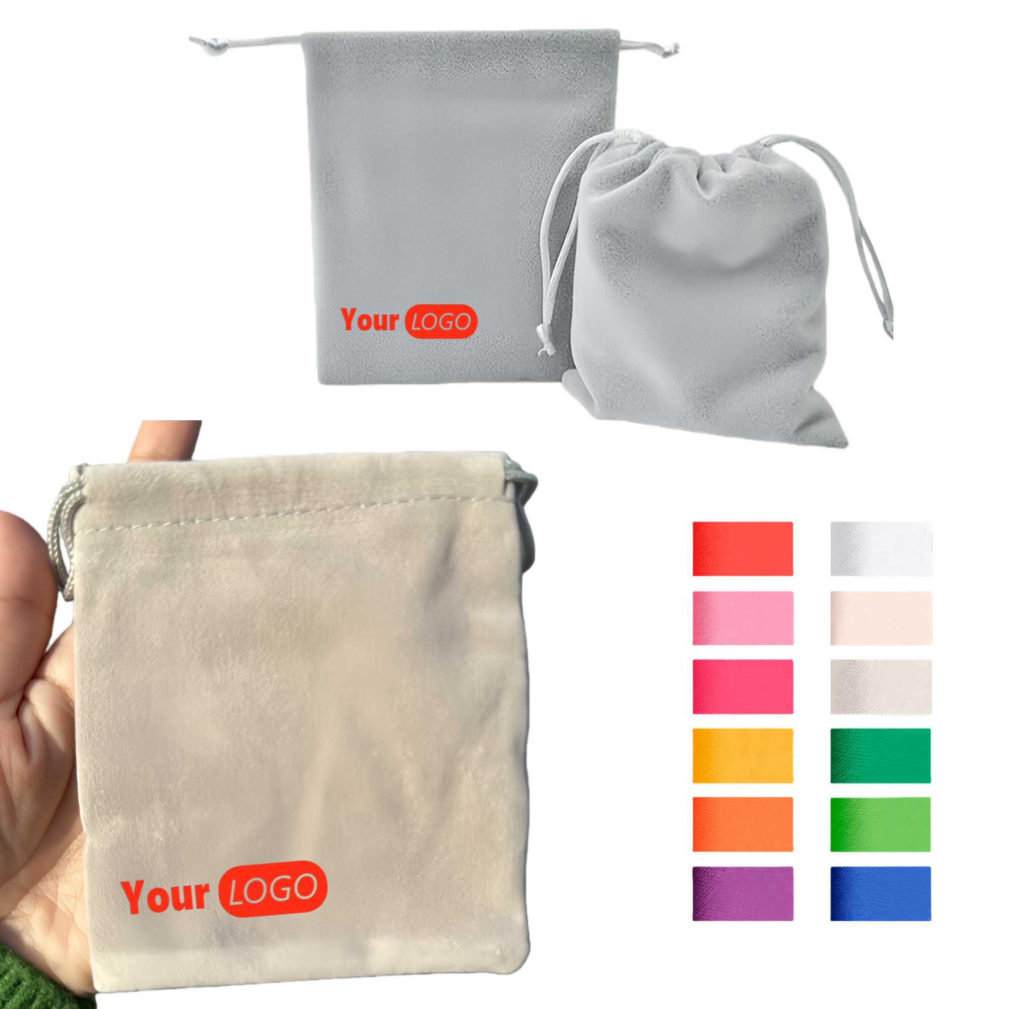 Solid Color Nylon Velvet Drawstring Storage Bag 2