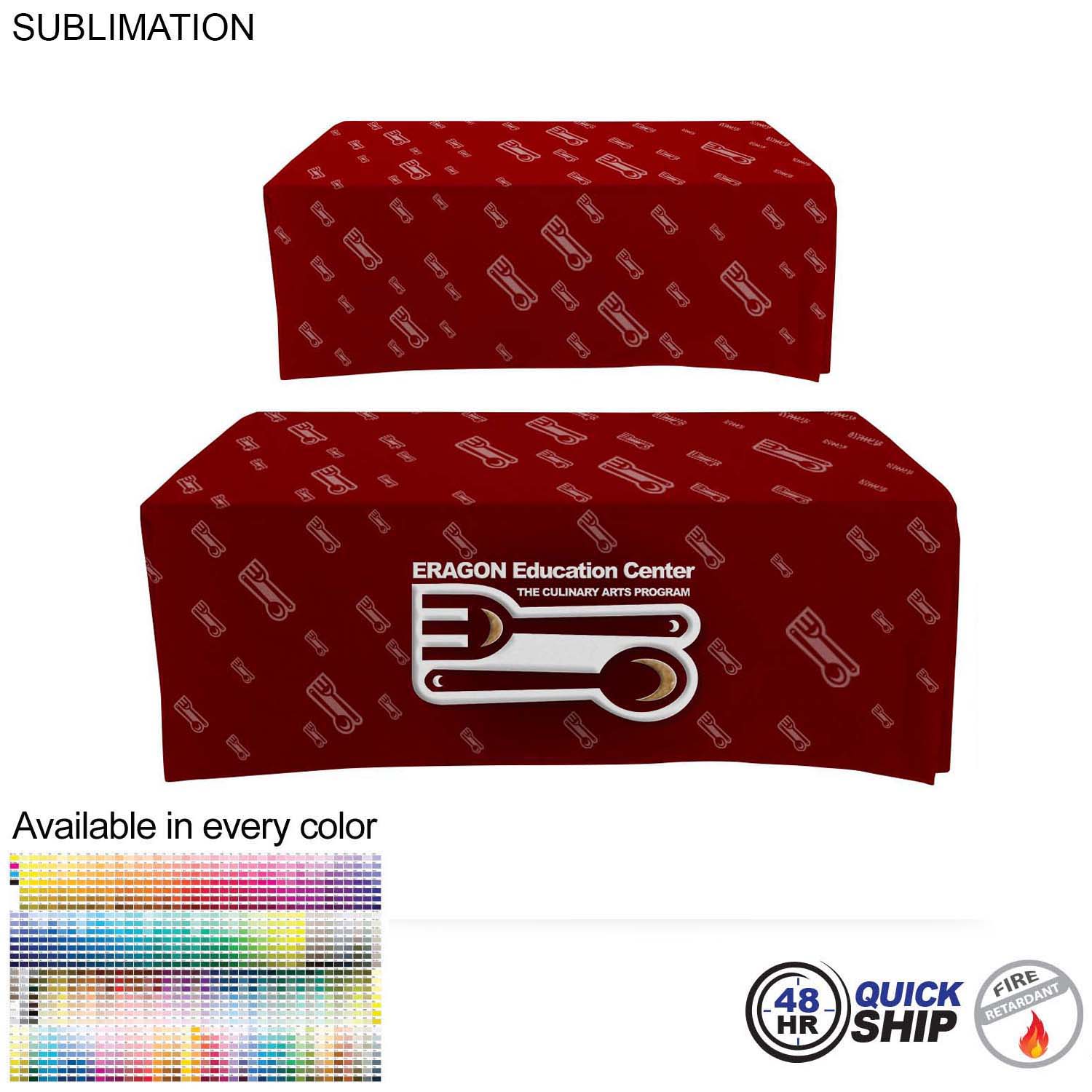 48 Hr Quick Ship - Sublimated Box Style Fitted Tablecloth for 6' Table, 4 sided, Closed Back 5