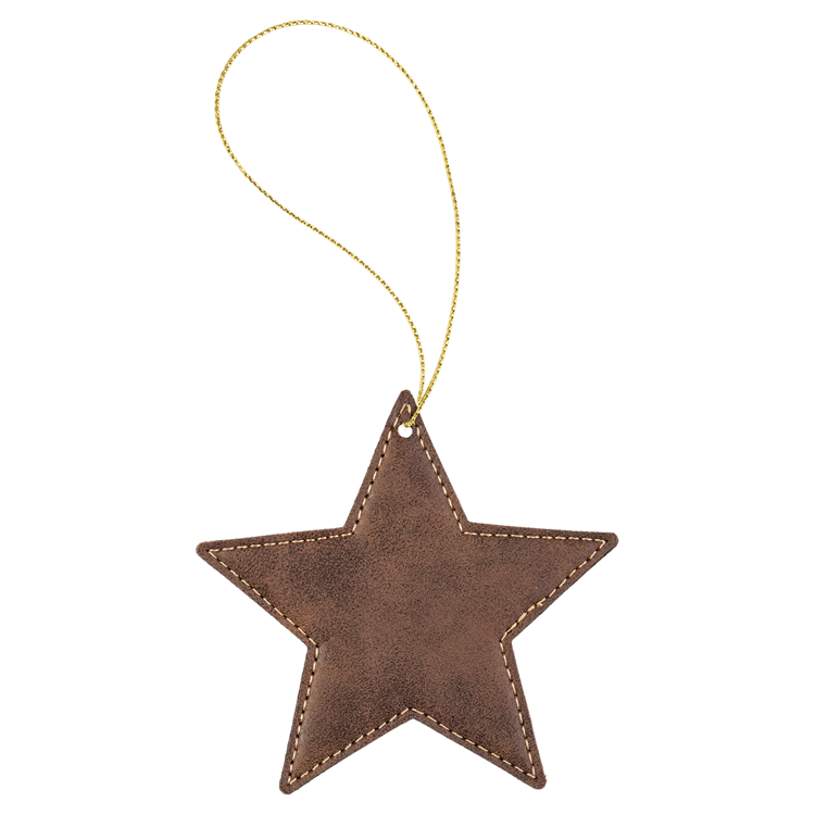 Rustic/Gold Leatherette Star Ornament with Gold String 2