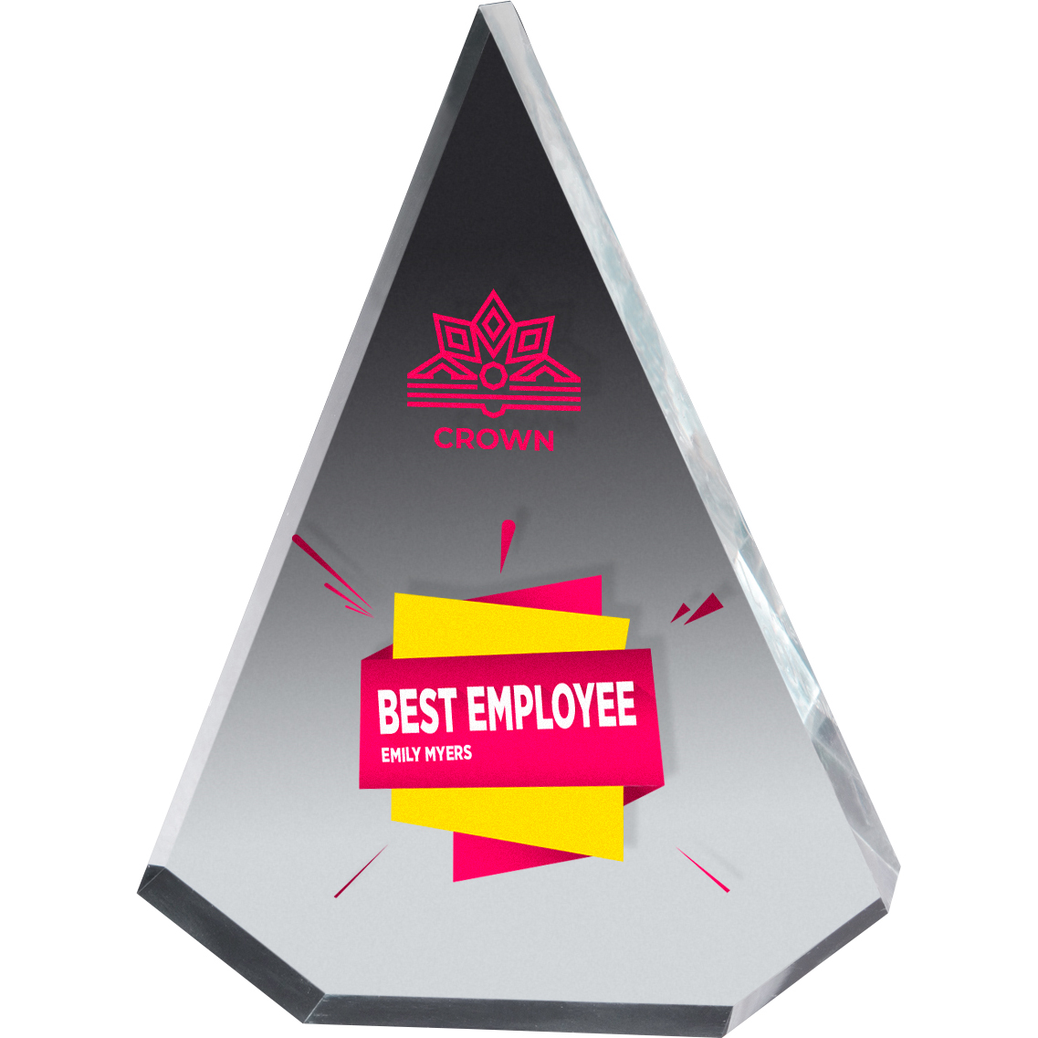 Pyramid 3/4" Thick Clear Acrylic Award (4 1/2"x 6"x 3/4") Full Colour PhotoImage