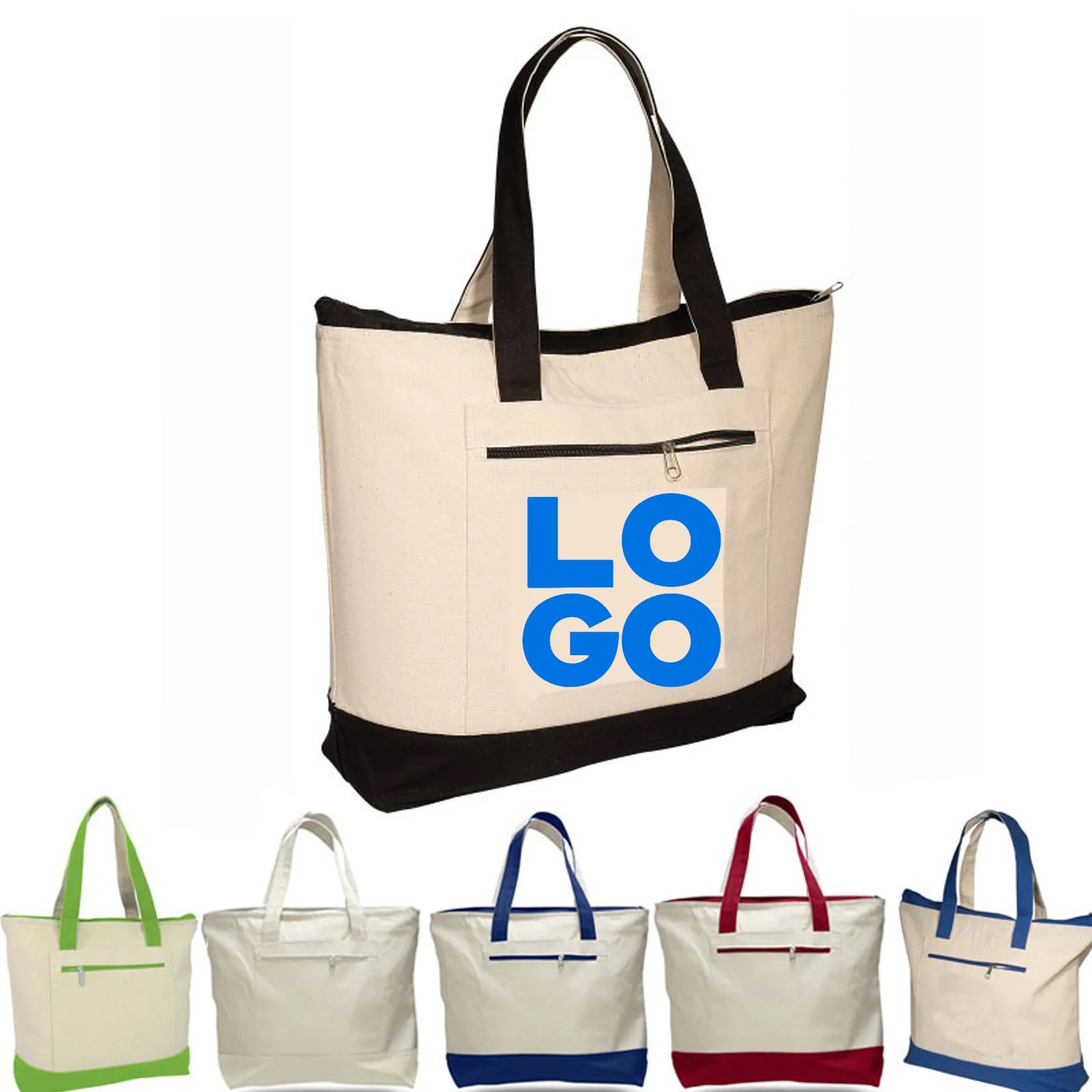 Zippered Cotton Boat Tote 1