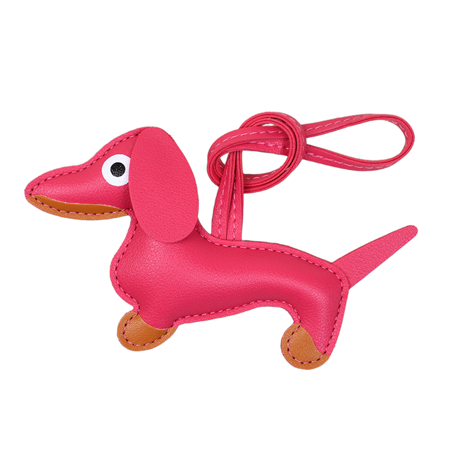 Pu Leather Cartoon Cute Dachshund Shape Vintage Key Chain 2