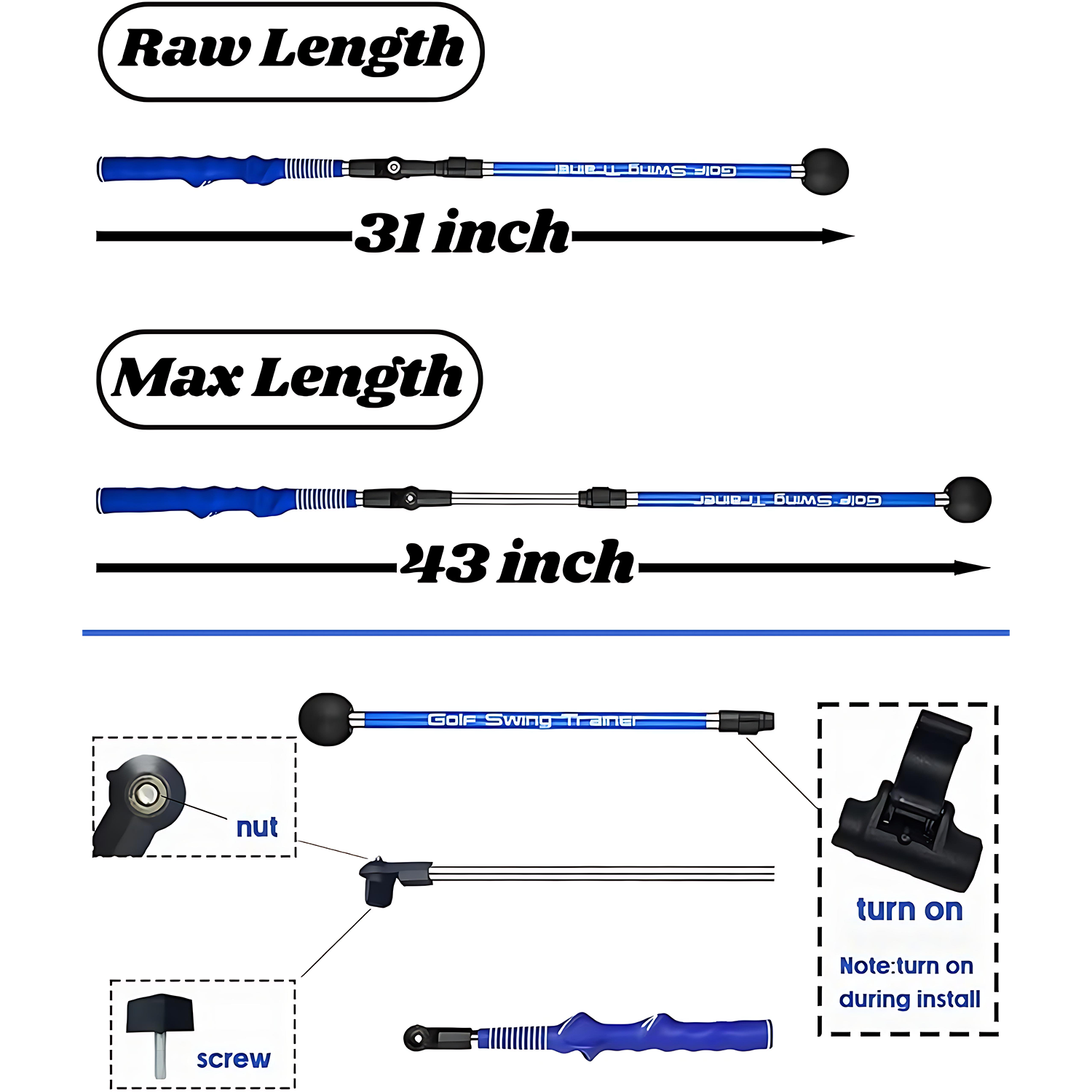 Foldable Aluminum Golf Swing Training Stick For Beginners 3