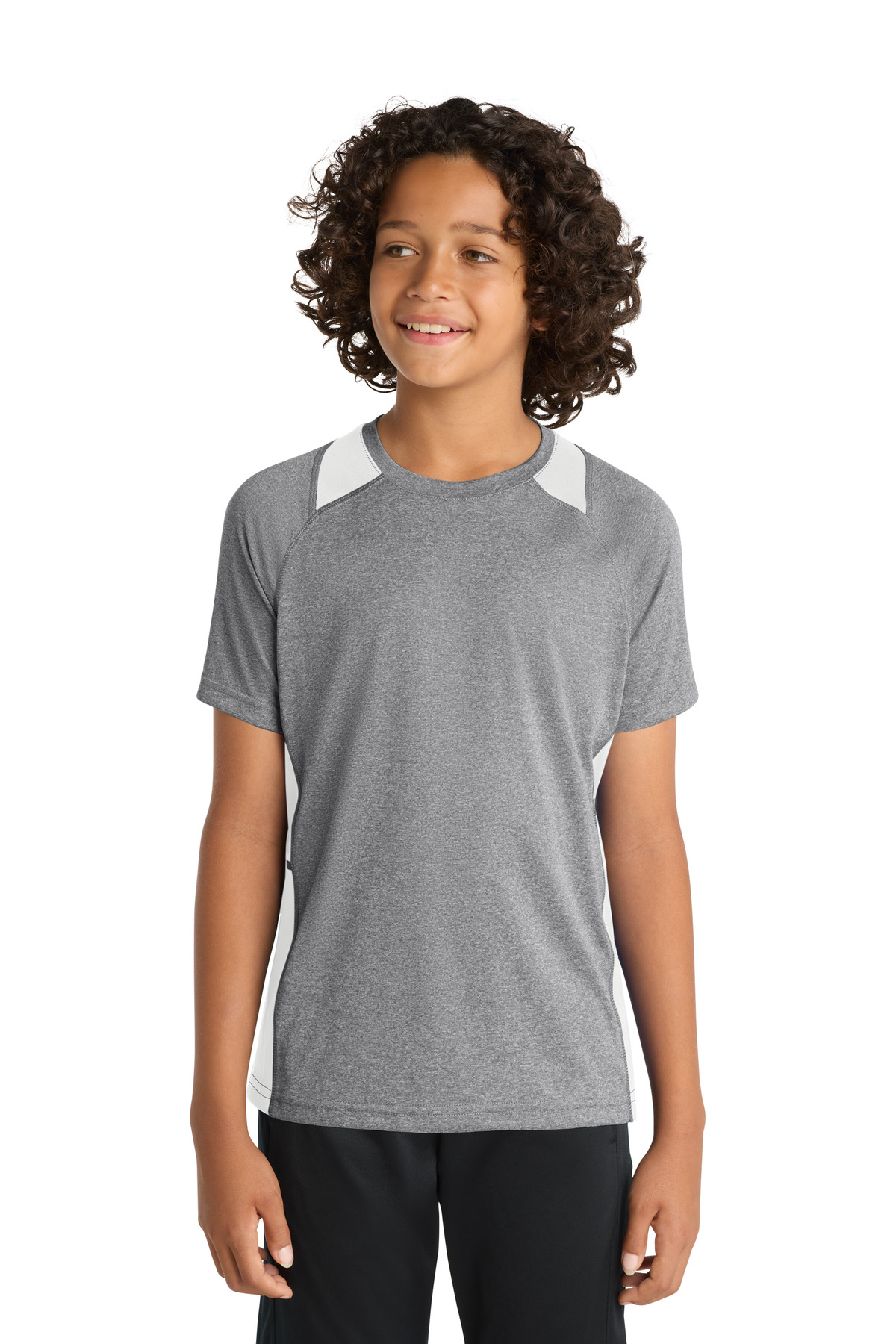 Sport-Tek Youth Heather Colorblock Contender Tee. YST361 73