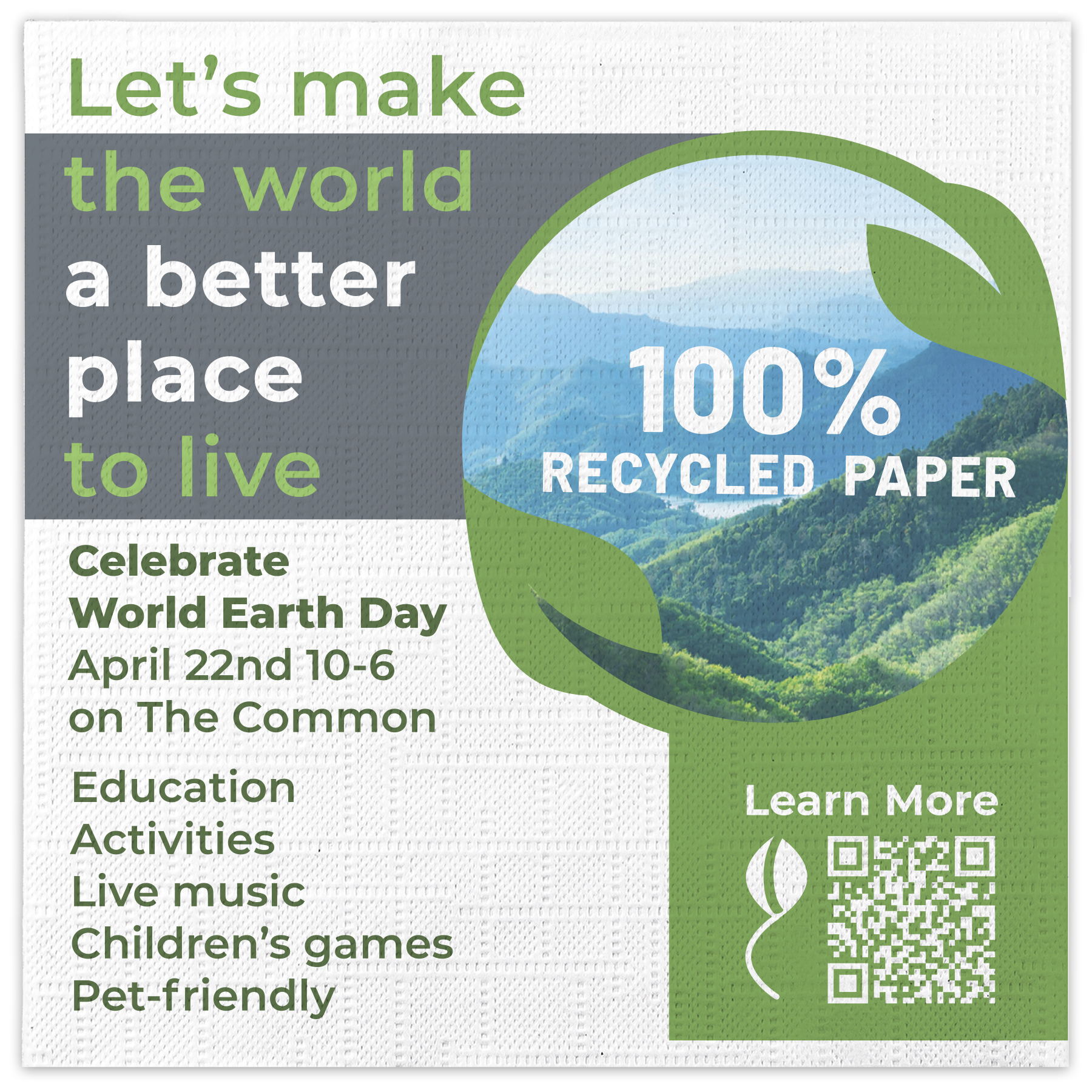 All-Over Embossed 100% Recycled Cocktail Napkins HIGH QTY 1