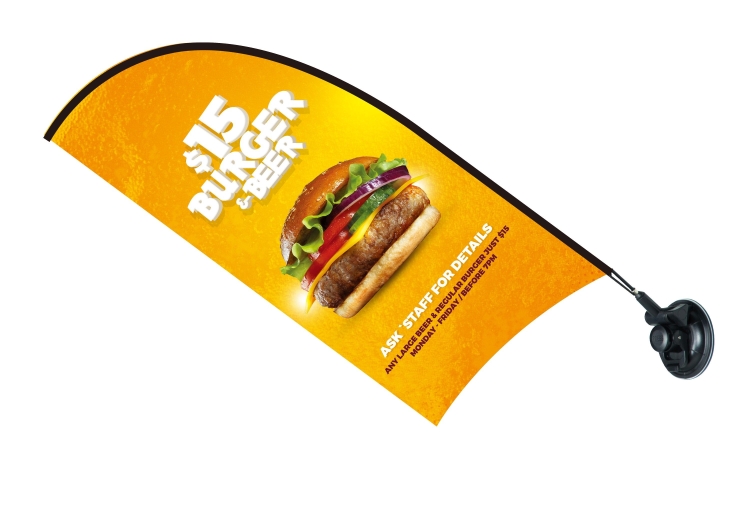 12"x27" Double-Side Imprint Blade Mini Flag-Suction Cup Base 1