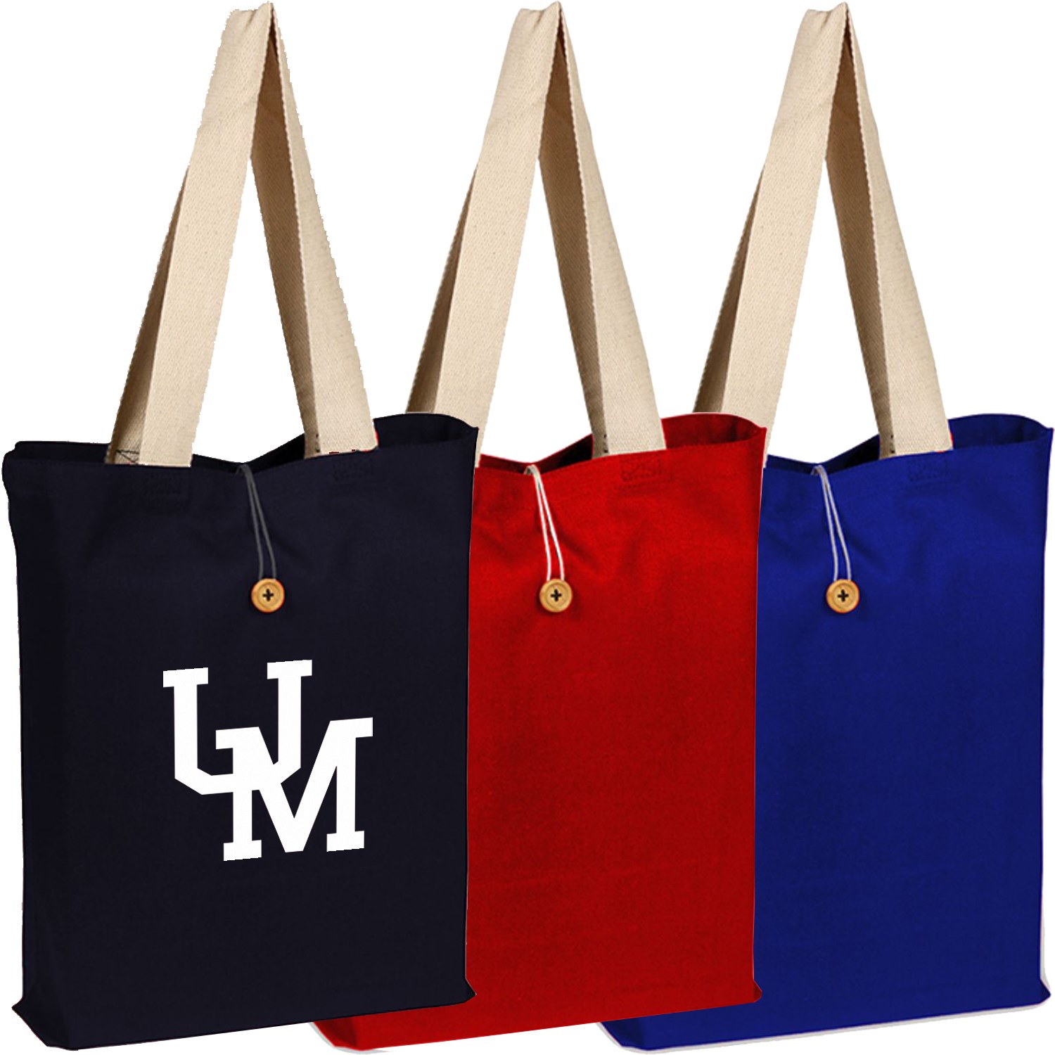 100% Cotton Canvas Colored Button-Up Tote USA Decorated (15" x 16") 2