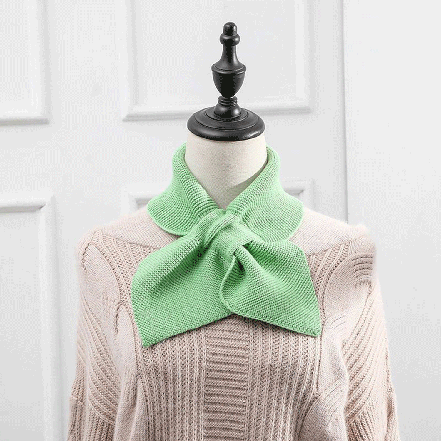 Winter women neck warmer soft knit bow shape colored Scarf 17
