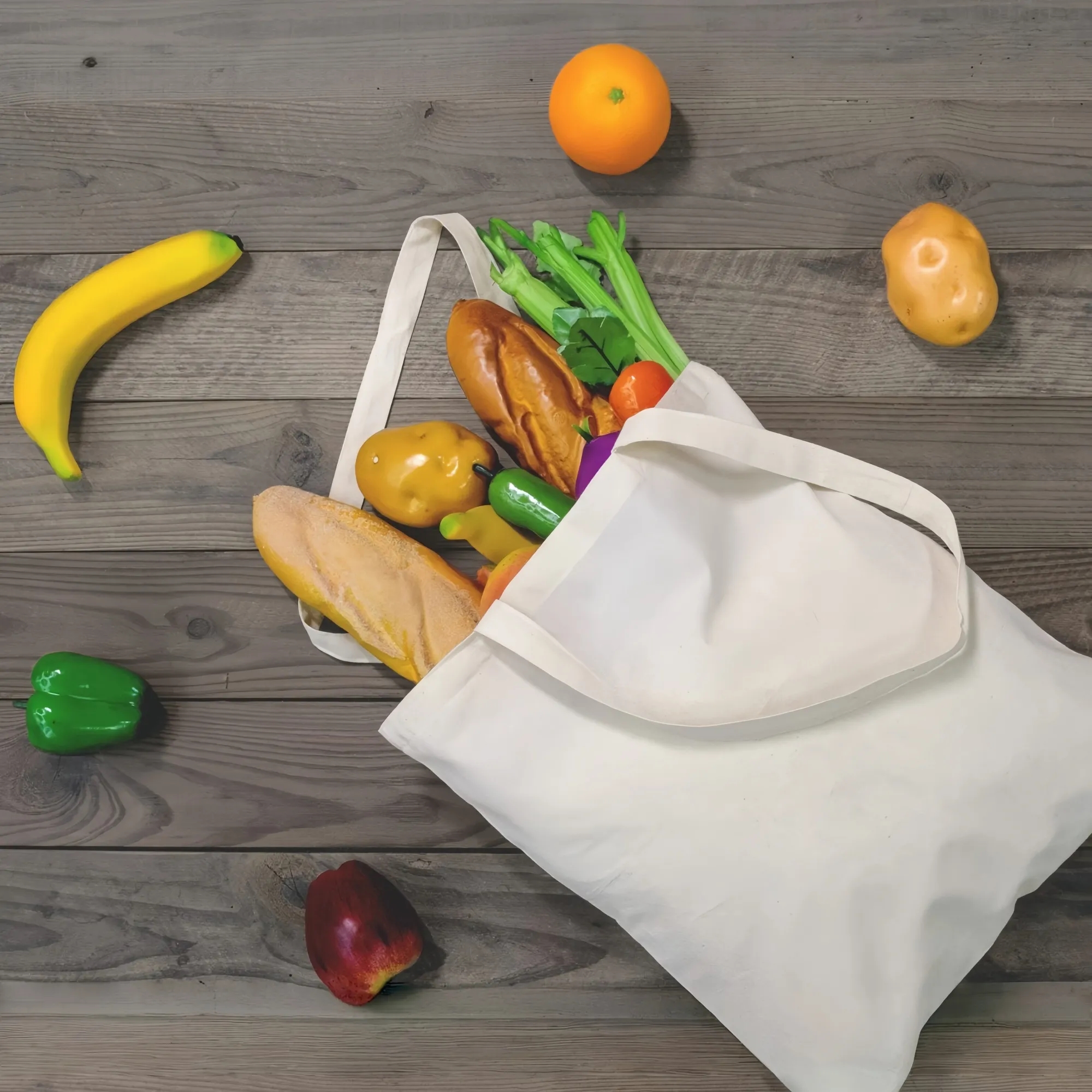Eco Friendly Reusable Canvas Tote Bag With Pocket, custom tote bag with logo imprint 2