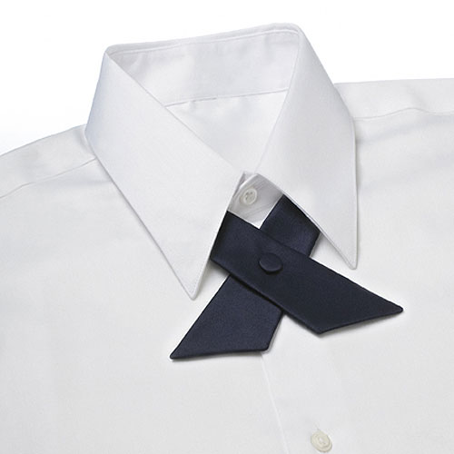 Navy Blue Polyester Satin Crossover Tie 2