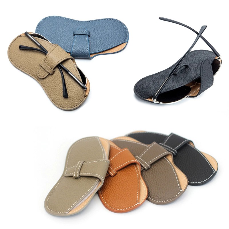 Portable Soft Genuine Leather Glasses Case 8