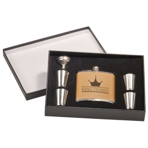 6 Oz. Flask Set In Black Presentation Box 4