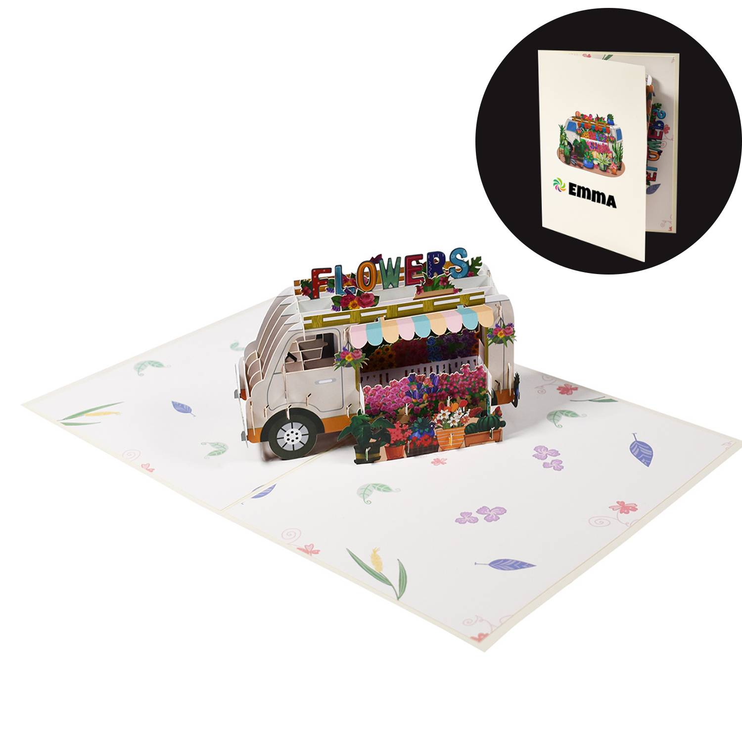 3D Pop-up Flower Truck Card – Birthday & Holiday Gift 1