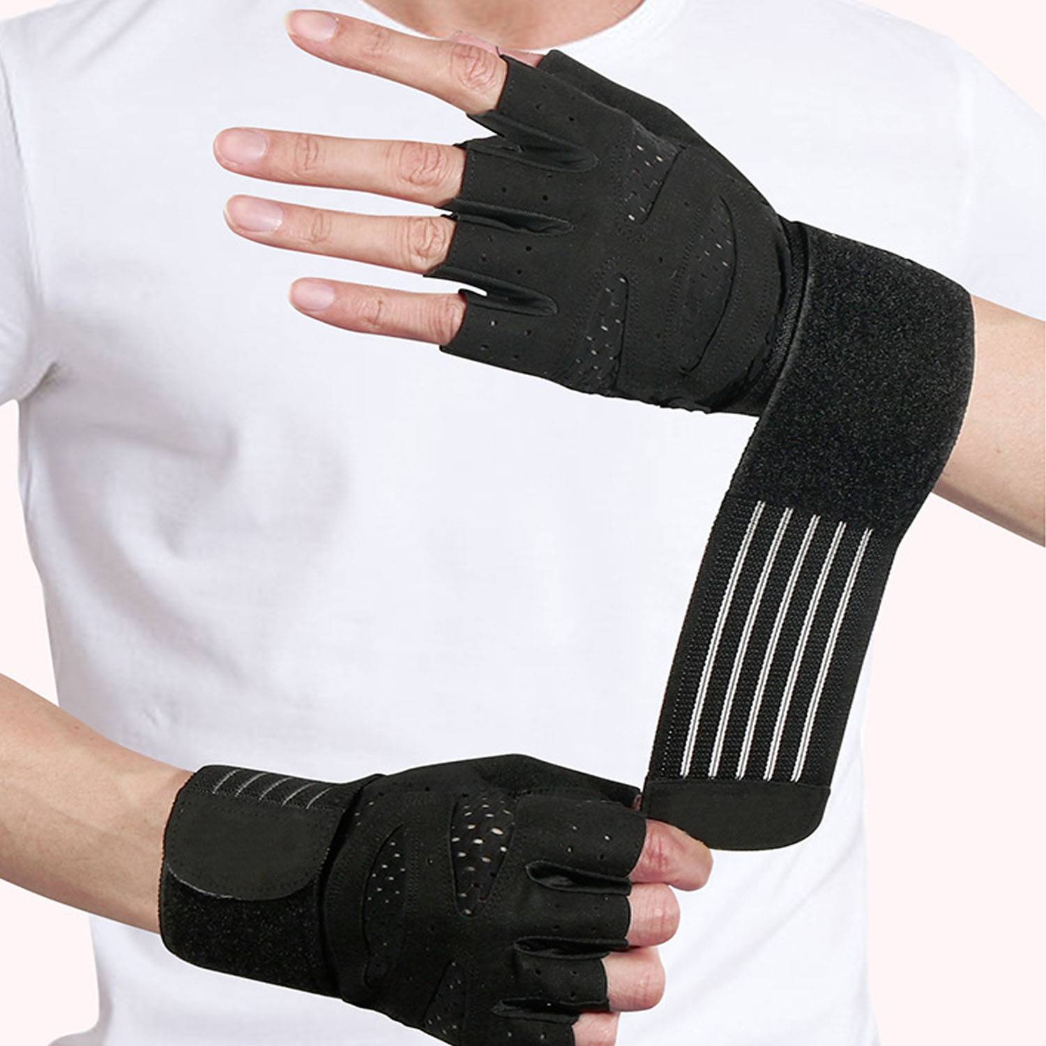 Unisex Padded Gym Workout Gloves w/ Adjustable Wrist Strap 4