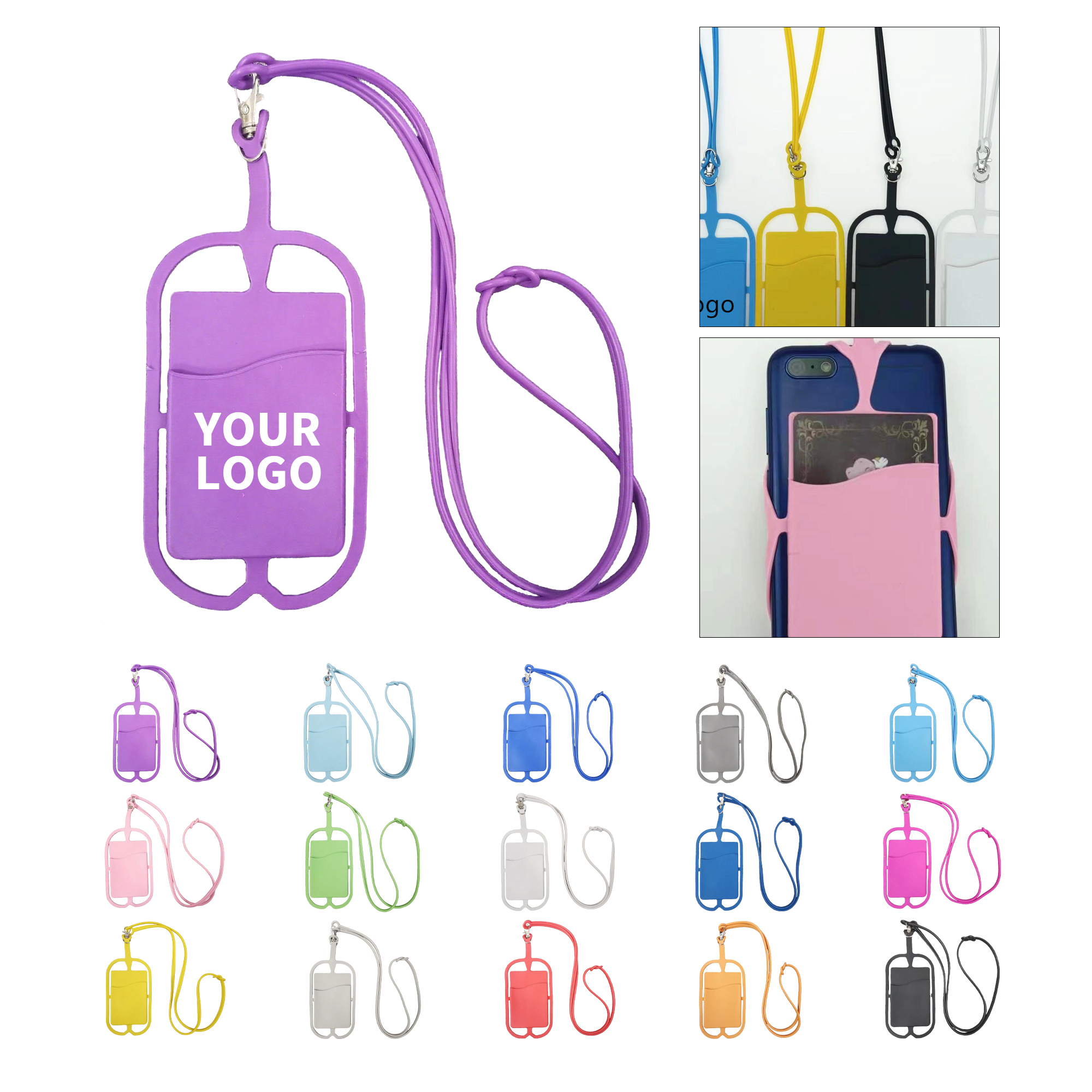 Silicone Lanyard Phone Wallet With Holder 7