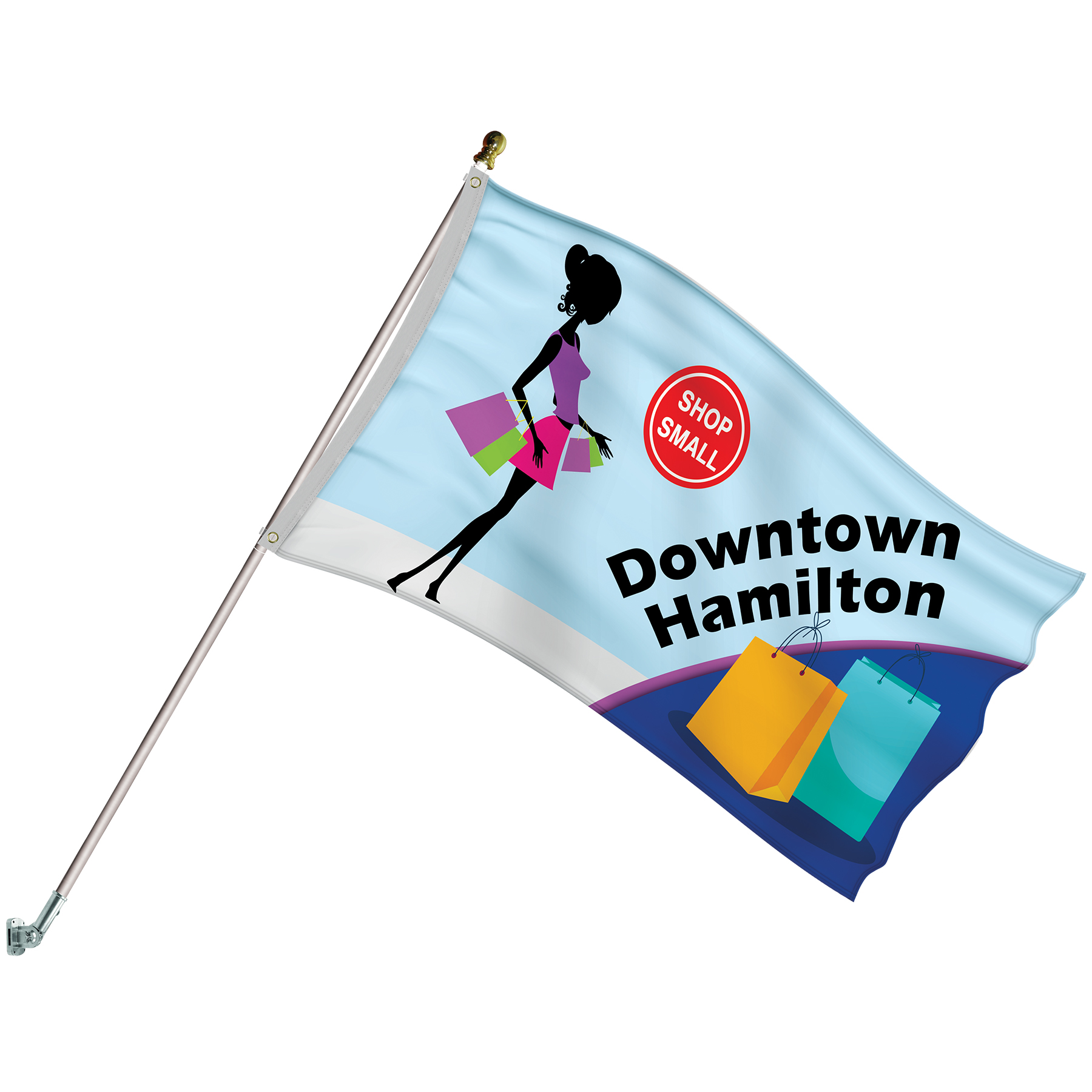 Promotional Flag Kit with 3' x 5' Flag and Silver Bracket 10