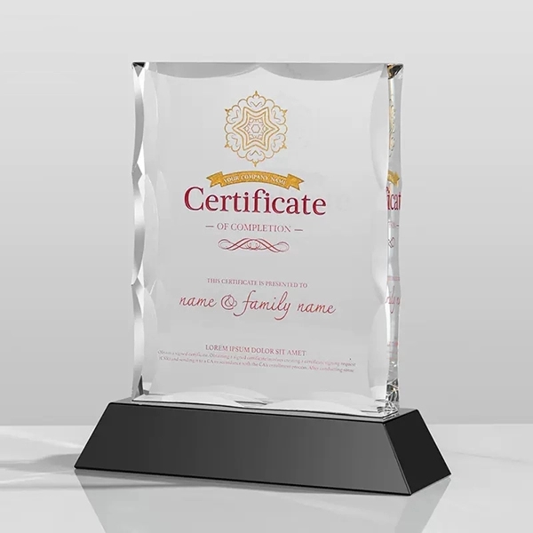 Crystal Black Accented Rectangle Trophy Award 2