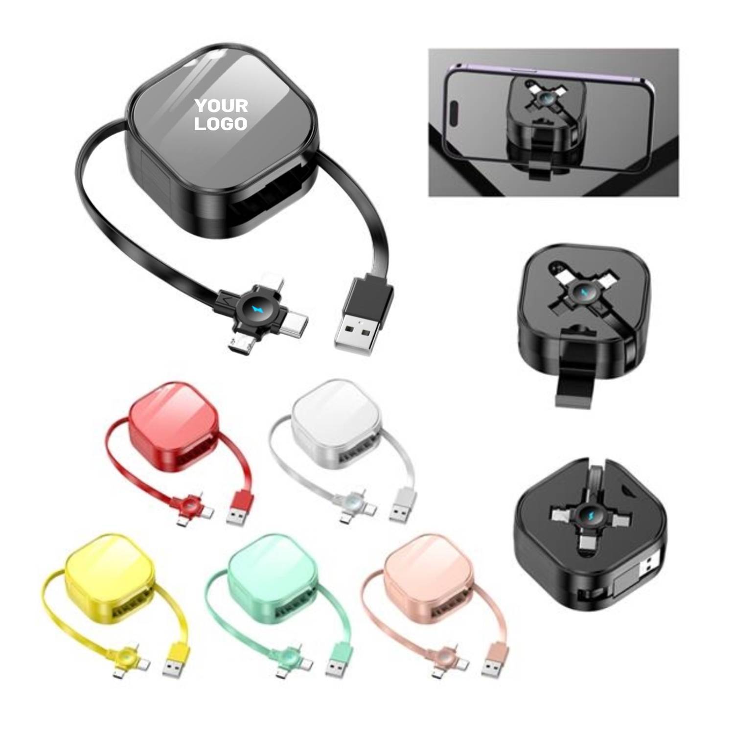 3 in 1 Retractable Charging Cable with Phone Stand 5