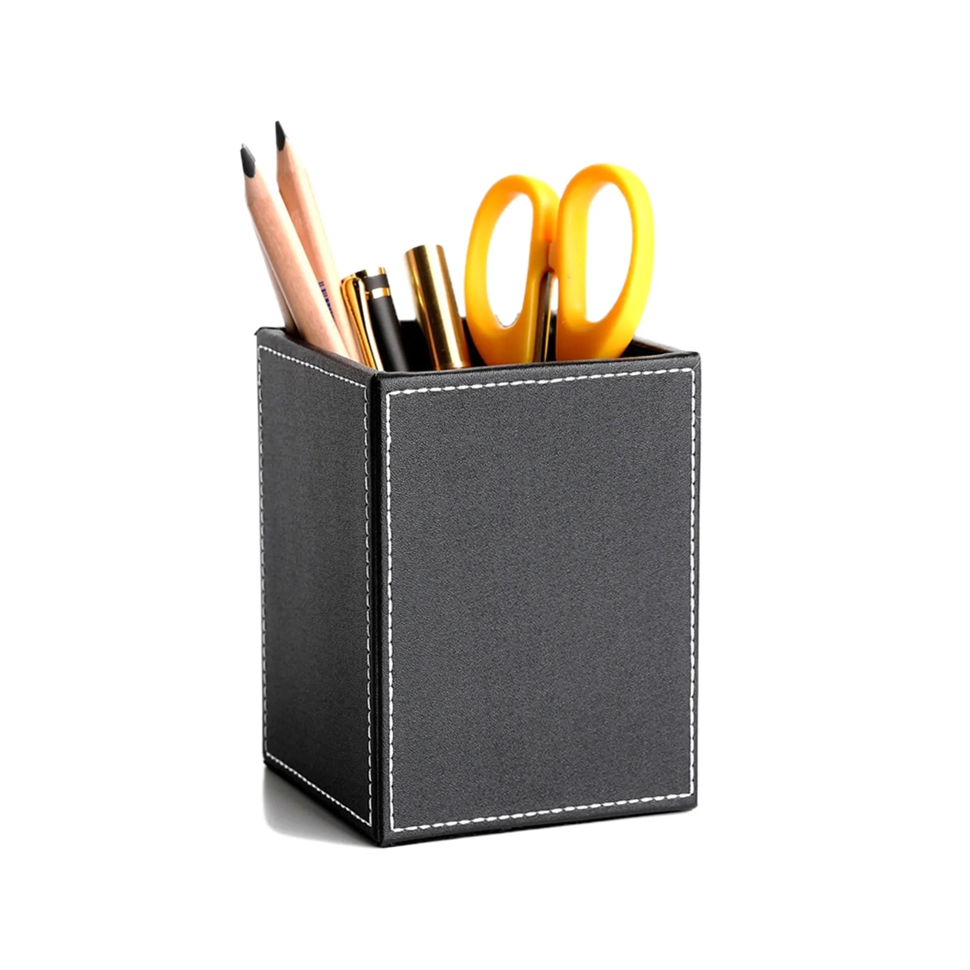 PU Leather Square Pen Holder Cup 3