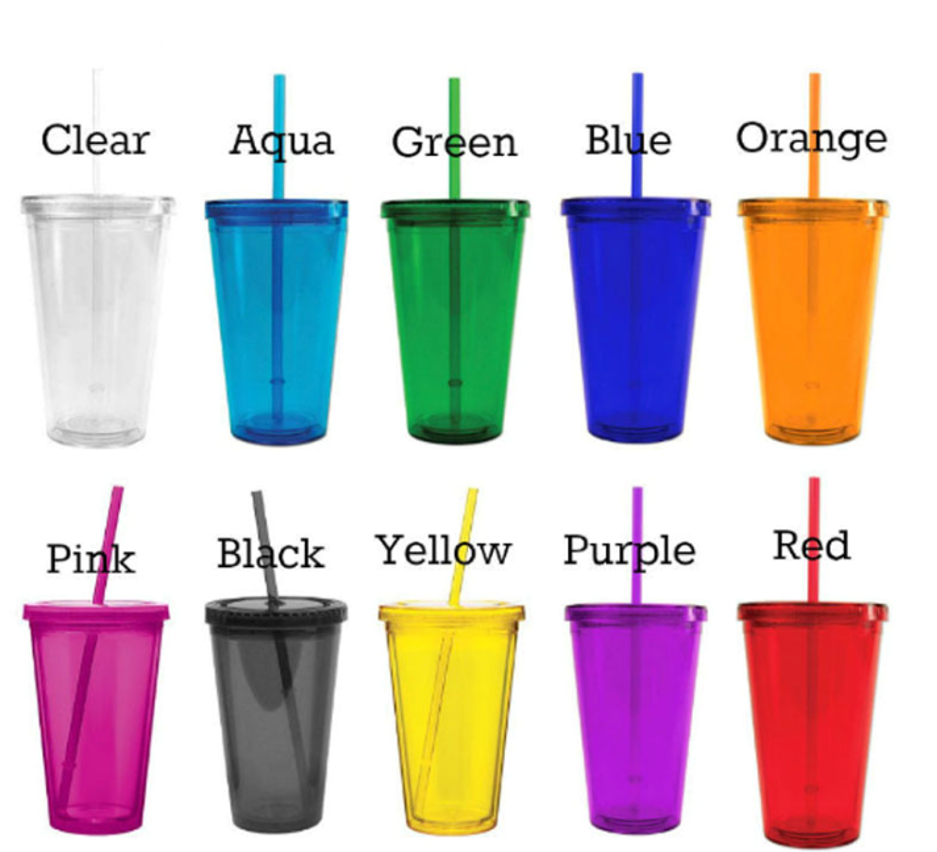 16oz Double Wall Tumbler with Straw 1