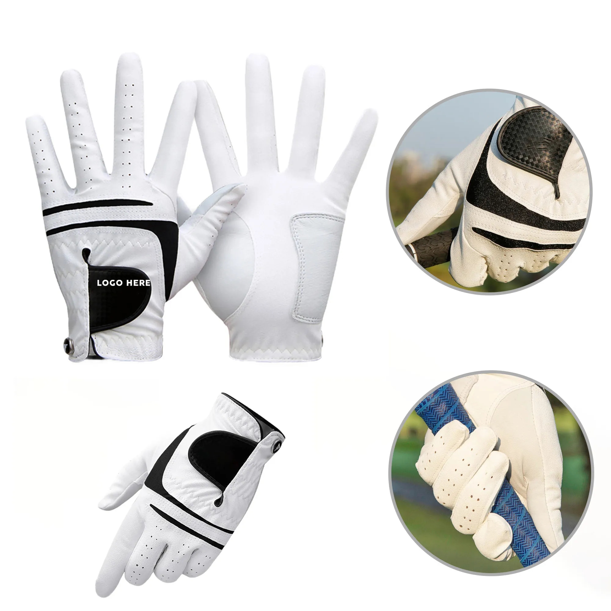 Customizable men's sheepskin golf gloves 3