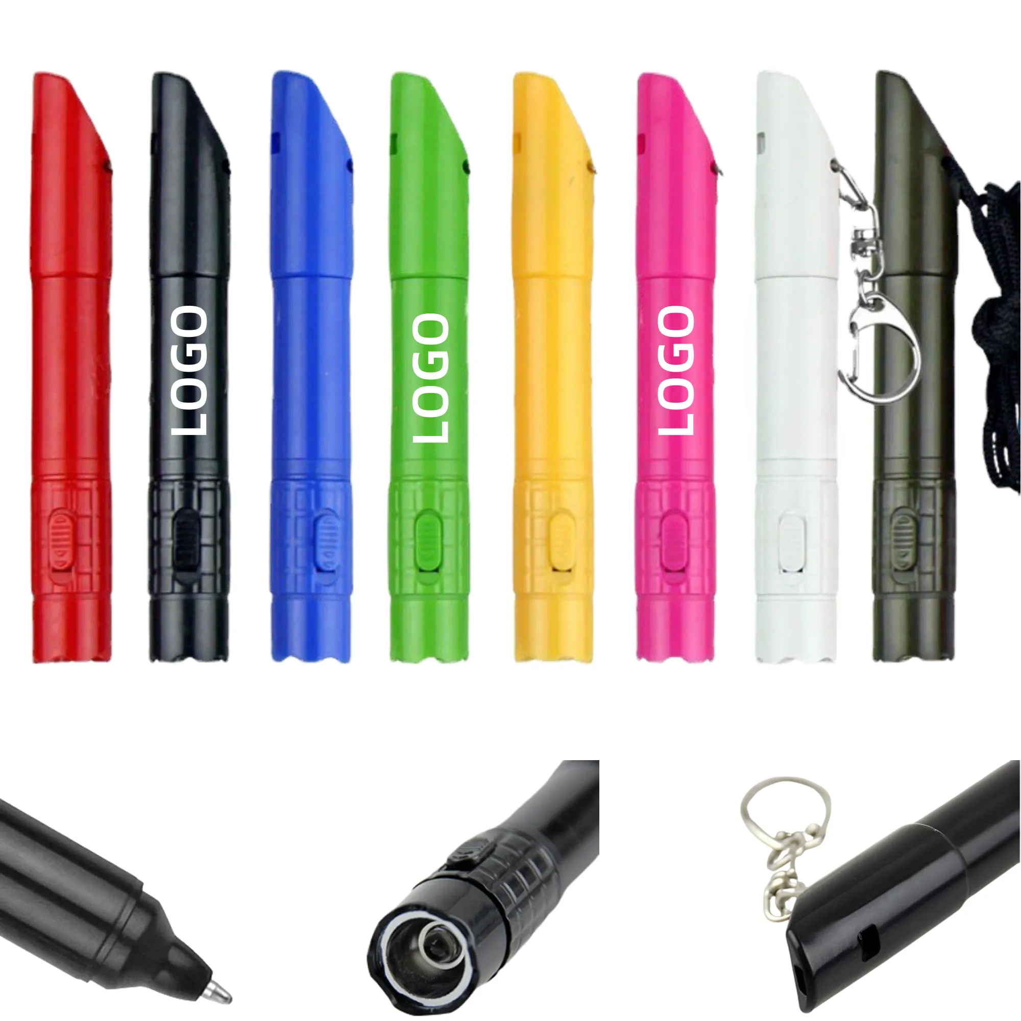 MOQ Camping Whistle Lanyard with LED Light Pen & Flashlight 2