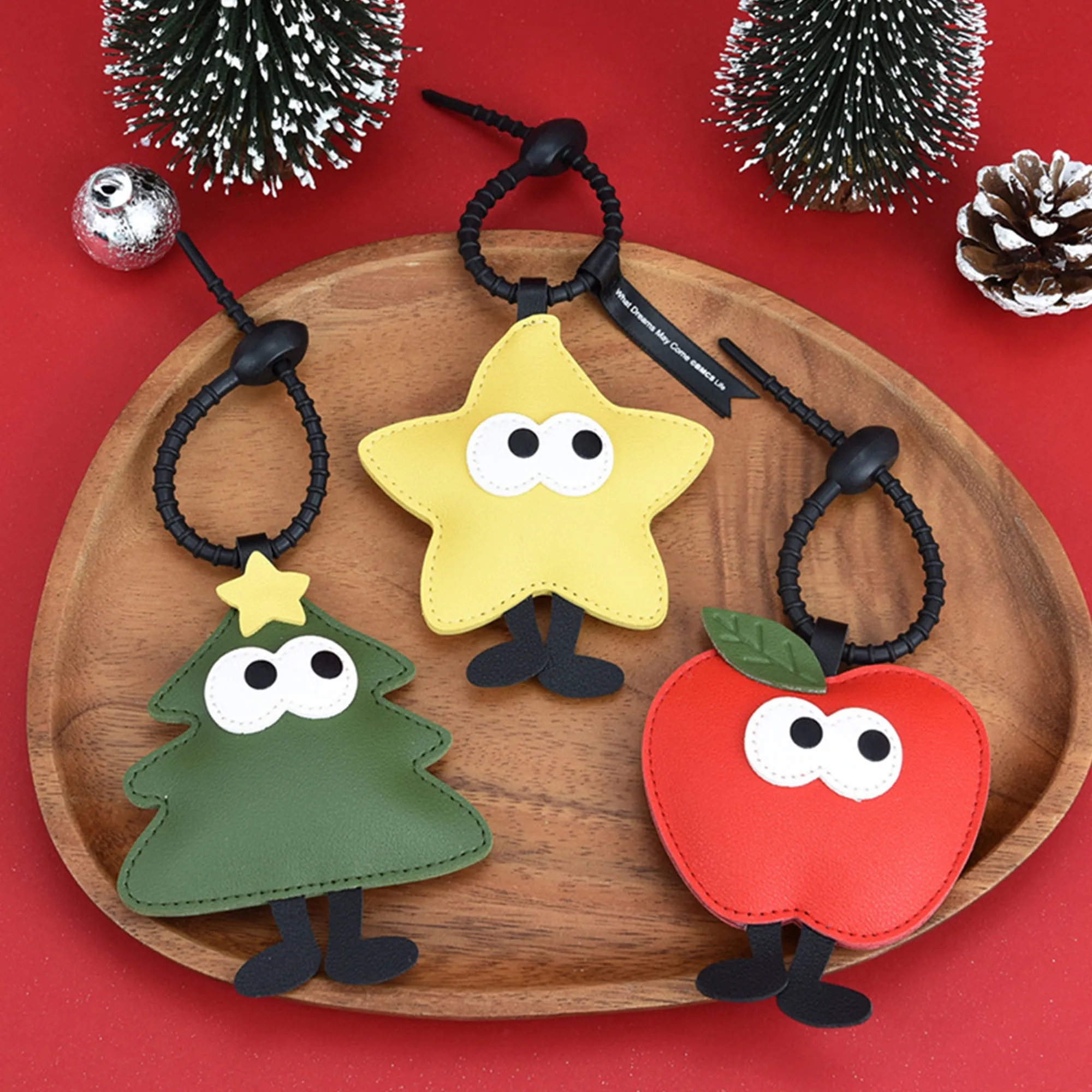 Cartoon Keychain PU Leather Ornament Gift 5