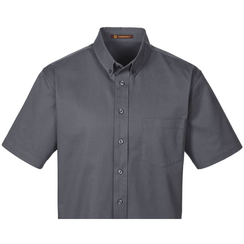 Harriton Men's Foundation 100% Cotton Short-Sleeve Twill Shirt With Teflon™ 3