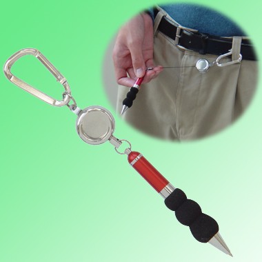 RETRACTABLE KEYCHAIN W/ HOOK & BLACK SPONGE GRIP 1